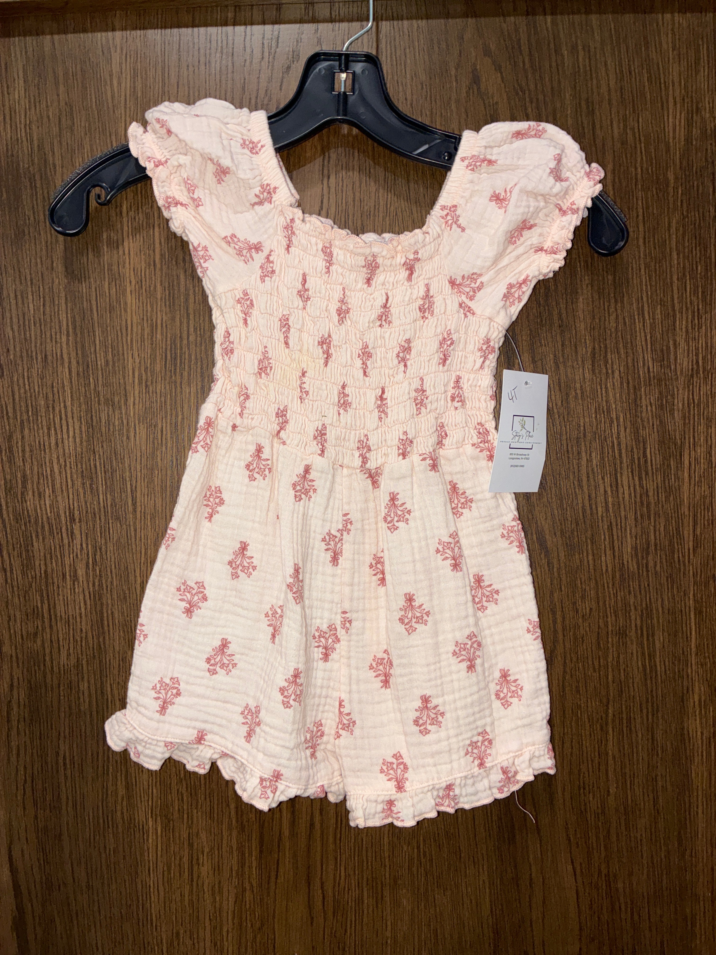 Girls Modern Moments Pink Floral Romper Size 4T