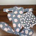 Copper Pearl Slugger Bamboo Knotted Gown, Burp Cloth,  & Hat Size Newborn