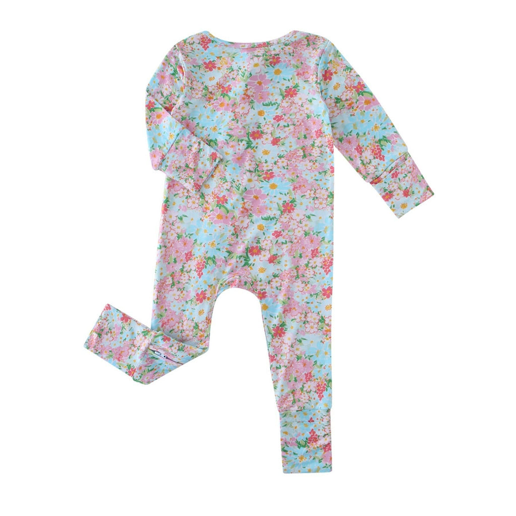 PoshTOT Spring Floral Bamboo Baby Convertible Zippy Romper: 2T