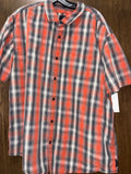 Mens Prana Orange Plaid Button Up Shirt Size XXL