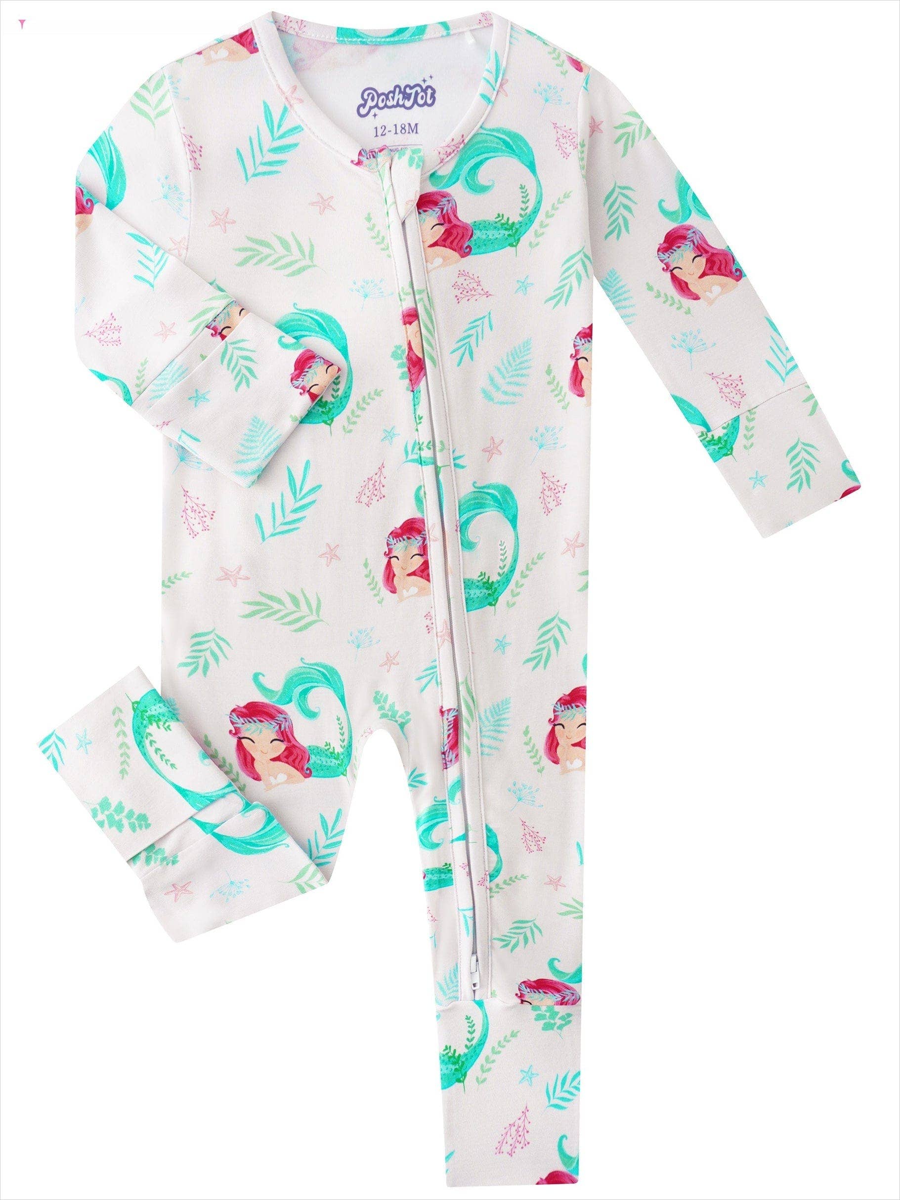 PoshTOT Mermaid Bamboo Baby Convertible Zippy Romper: 2T