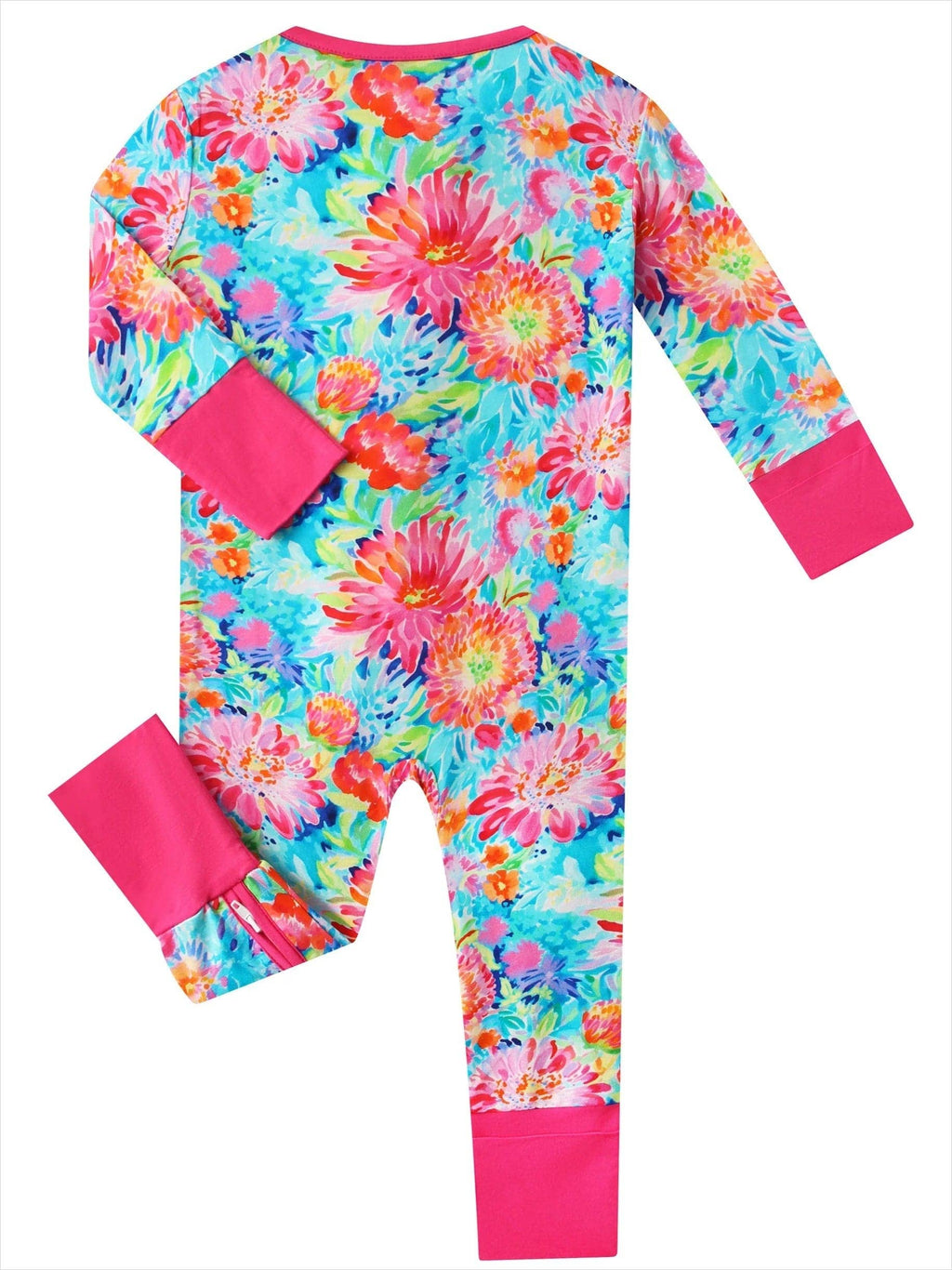 PoshTOT Chrysanthemum Bamboo Baby Convertible Zippy Romper: 6-12M