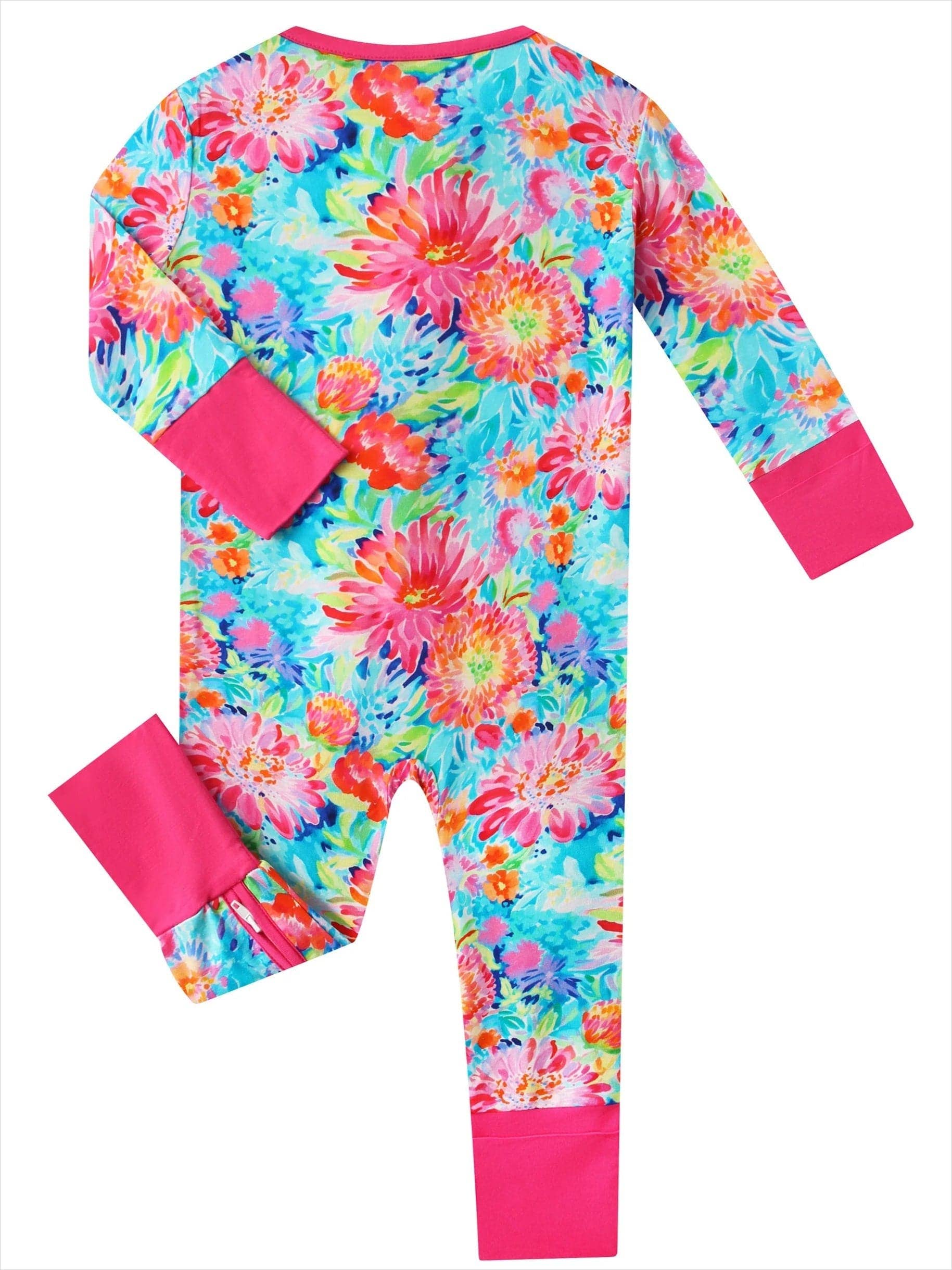 PoshTOT Chrysanthemum Bamboo Baby Convertible Zippy Romper: 6-12M