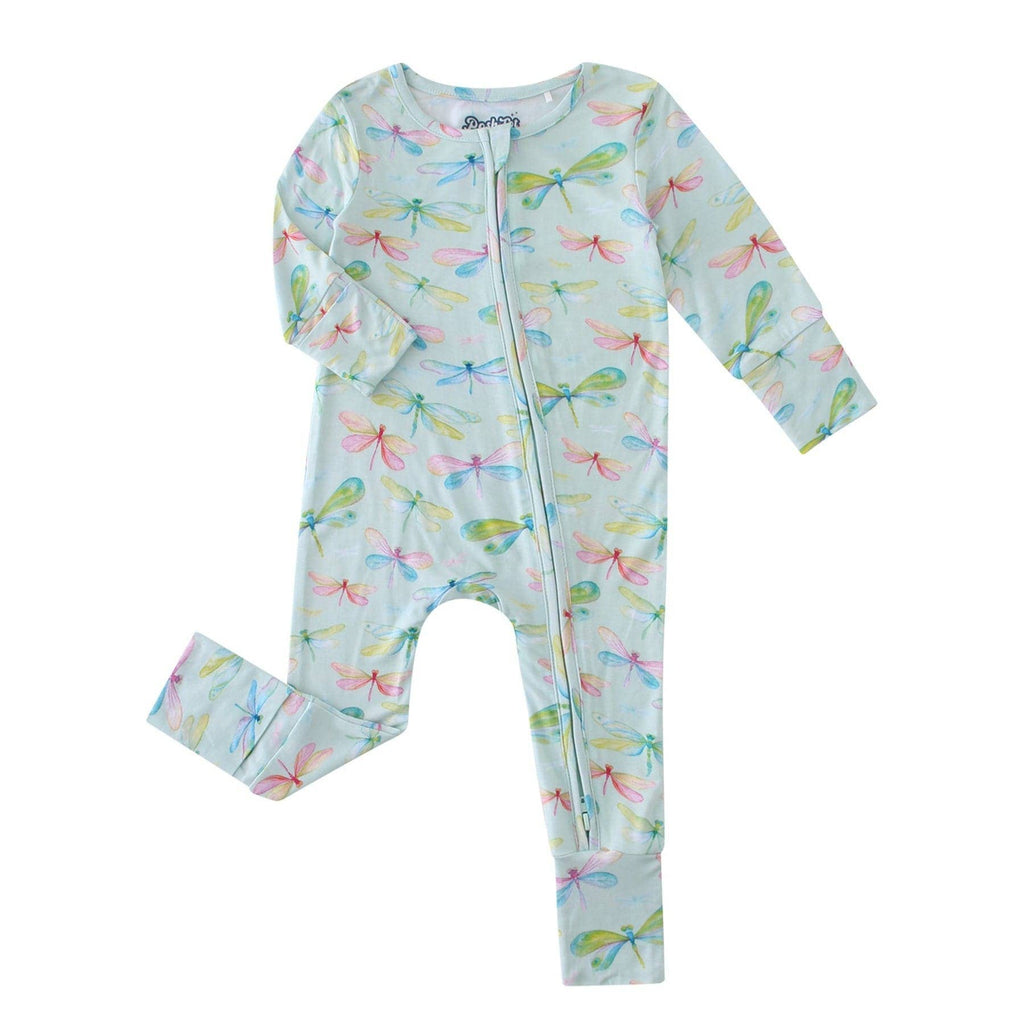PoshTOT Dragonfly Bamboo Baby Convertible Zippy Romper: 0-3M