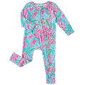 PoshTOT Summer Floral Bamboo Baby Convertible Zippy Romper: 18-24M