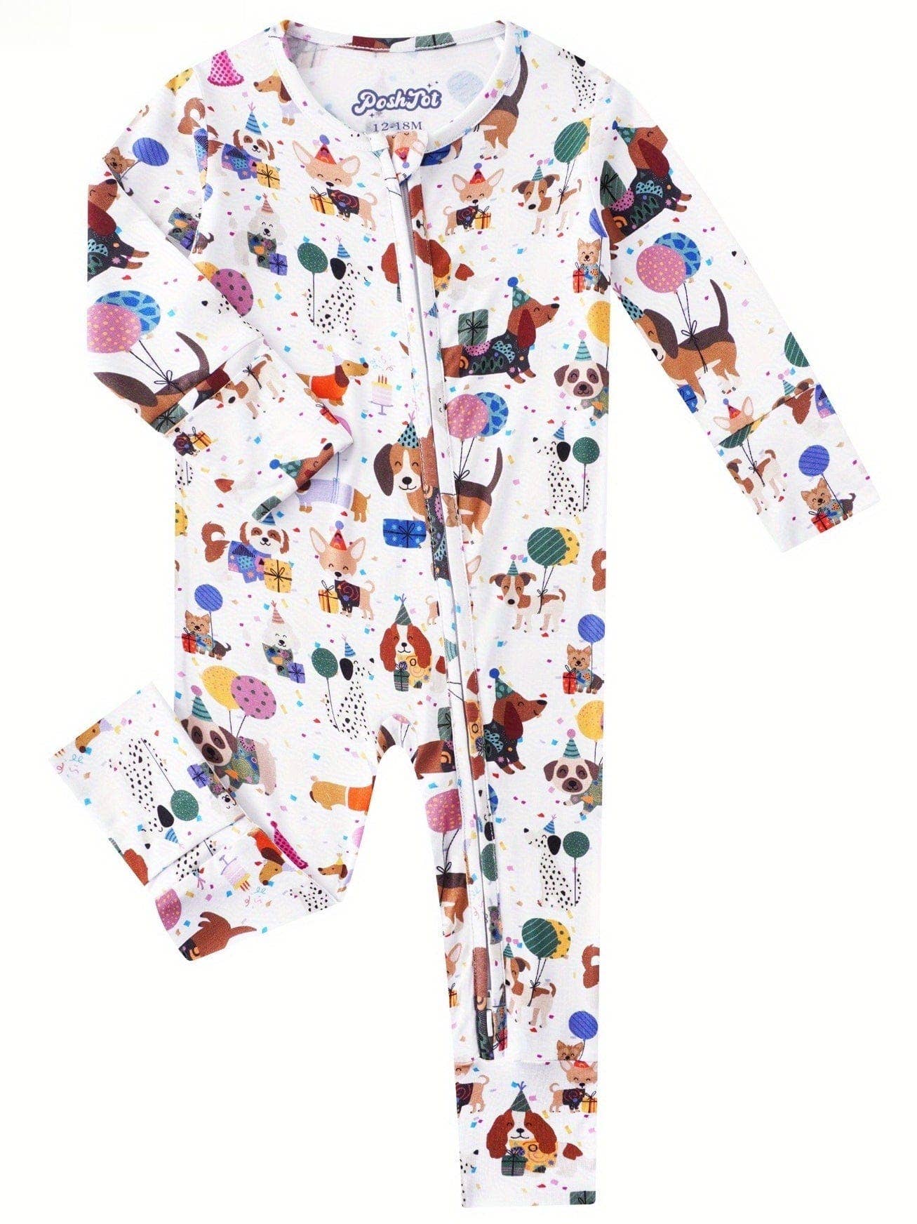 PoshTOT Colorful Stars Bamboo Baby Convertible Zippy Romper: Star / 0-3M