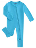 PoshTOT Blue Bamboo Baby Convertible Zippy Romper: 0-3M