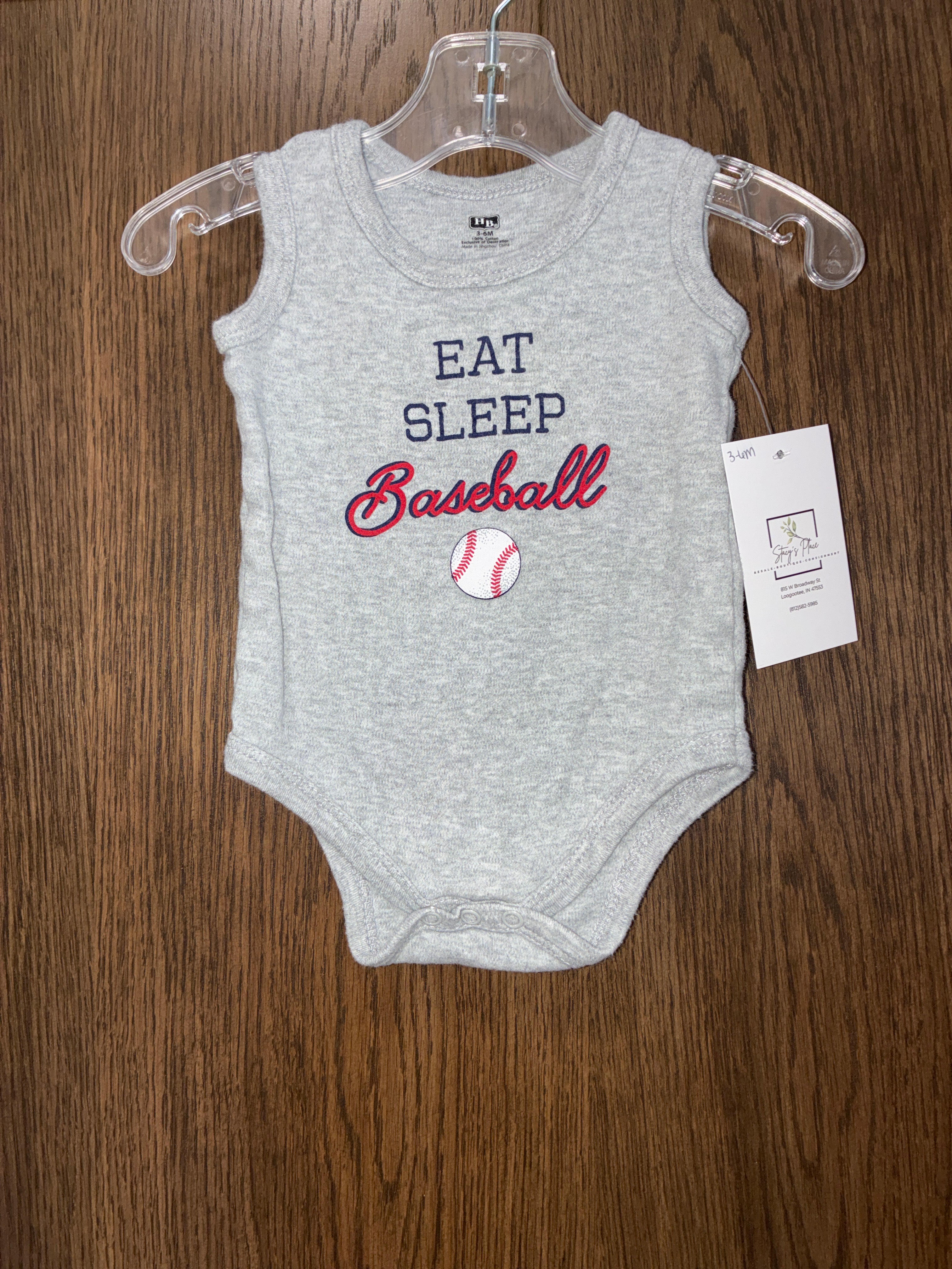 Eat sleep baseball onesie size 3-6M