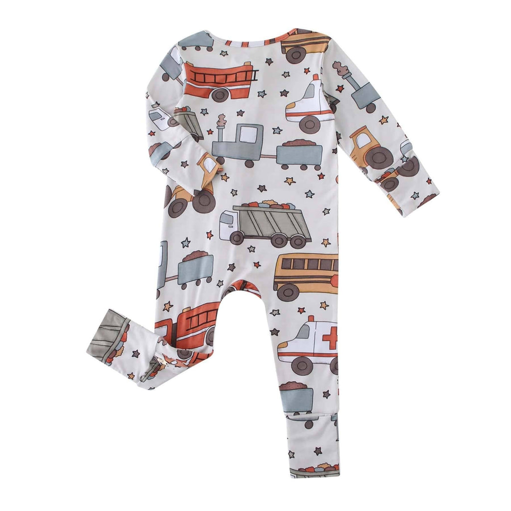 PoshTOT Vehicles Bamboo Baby Convertible Zippy Romper: 12-18M