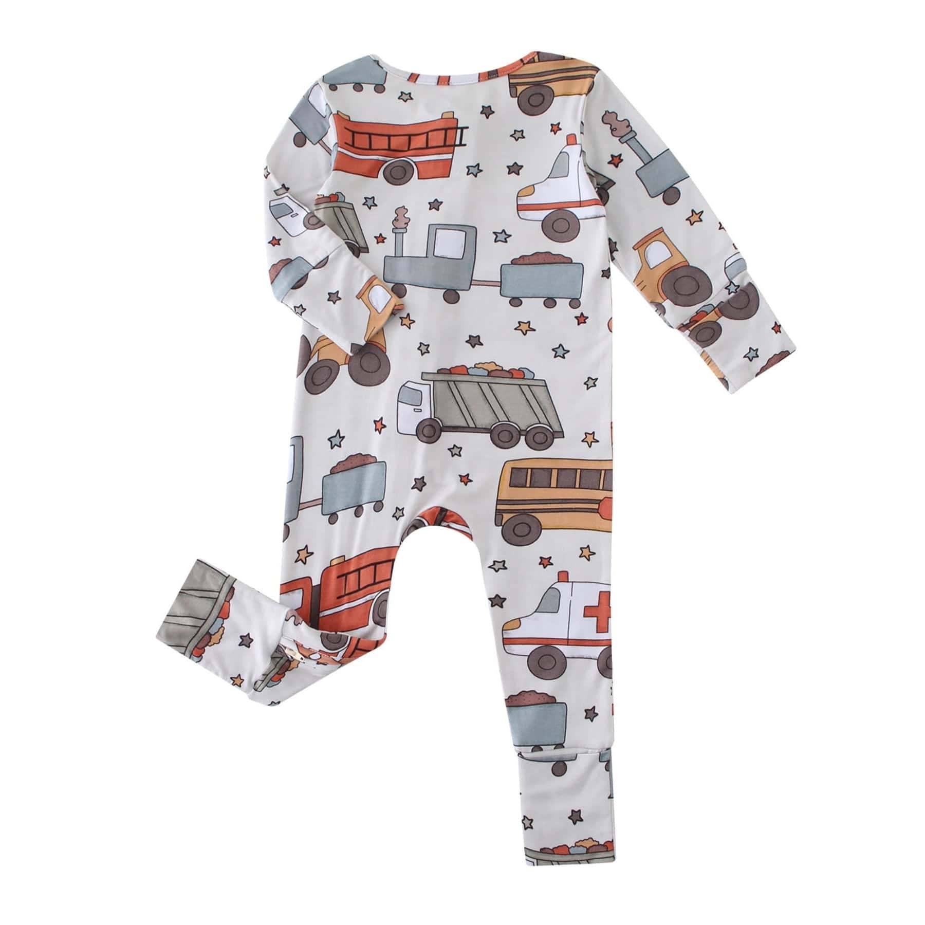 PoshTOT Vehicles Bamboo Baby Convertible Zippy Romper: 12-18M
