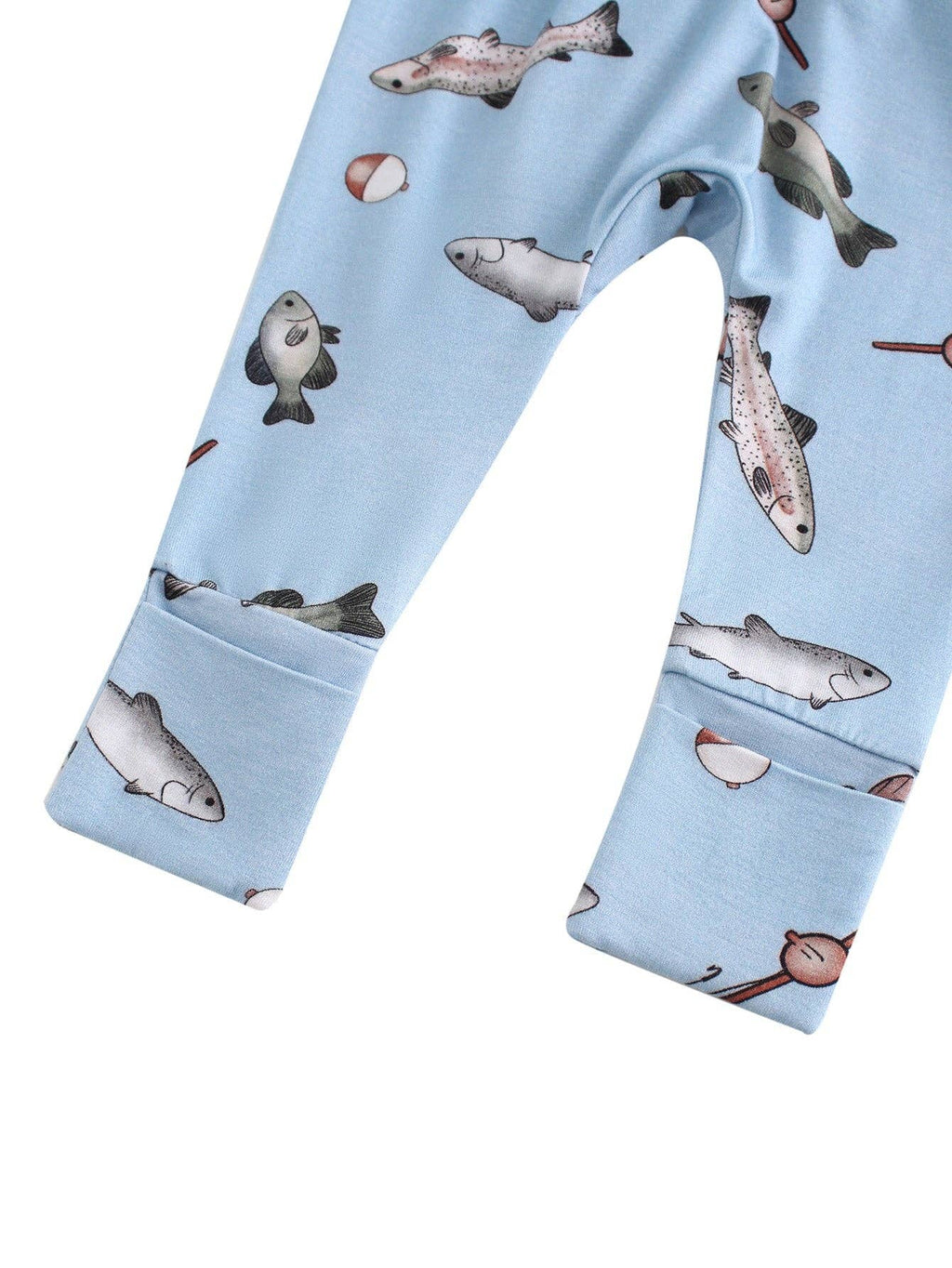PoshTOT Blue Fish Bamboo Baby Convertible Zippy Romper: 2T