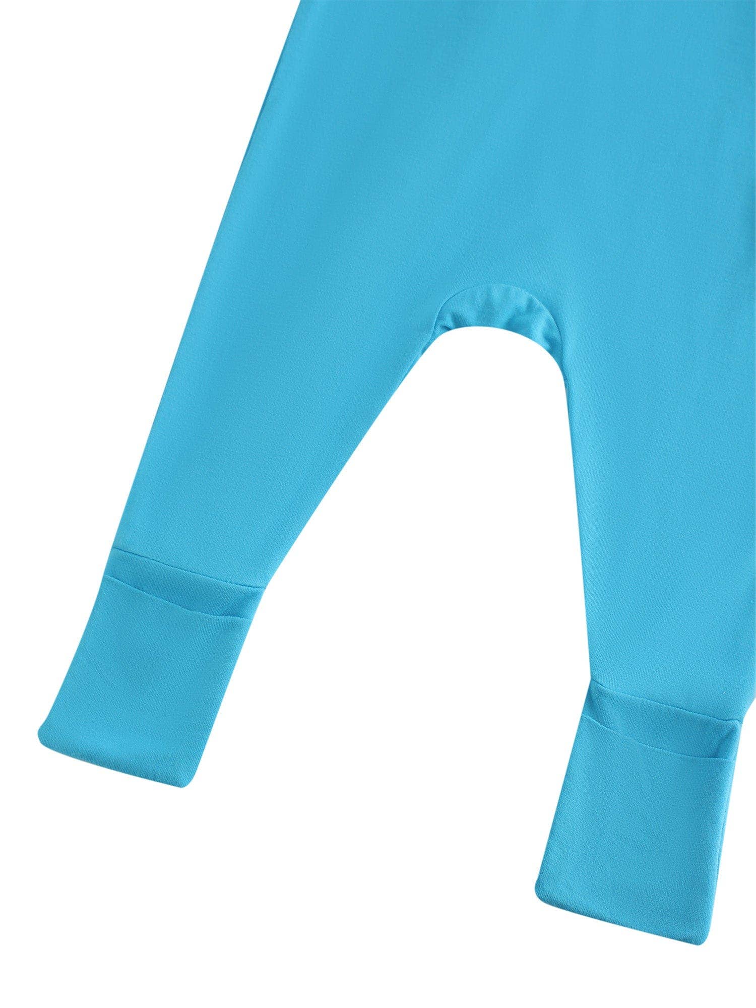 PoshTOT Blue Bamboo Baby Convertible Zippy Romper: 3-6M