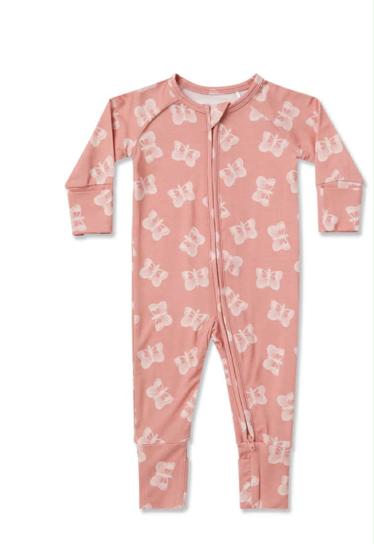 Ava+Oliver Butterflies Bamboo Convertible Zippy Romper 3-6mos NWT
