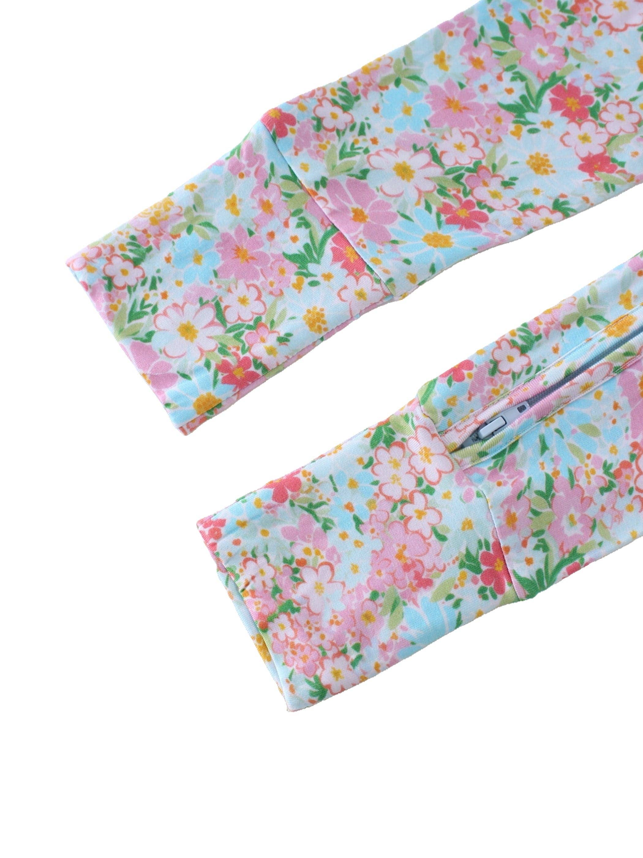 PoshTOT Spring Floral Bamboo Baby Convertible Zippy Romper: 0-3M