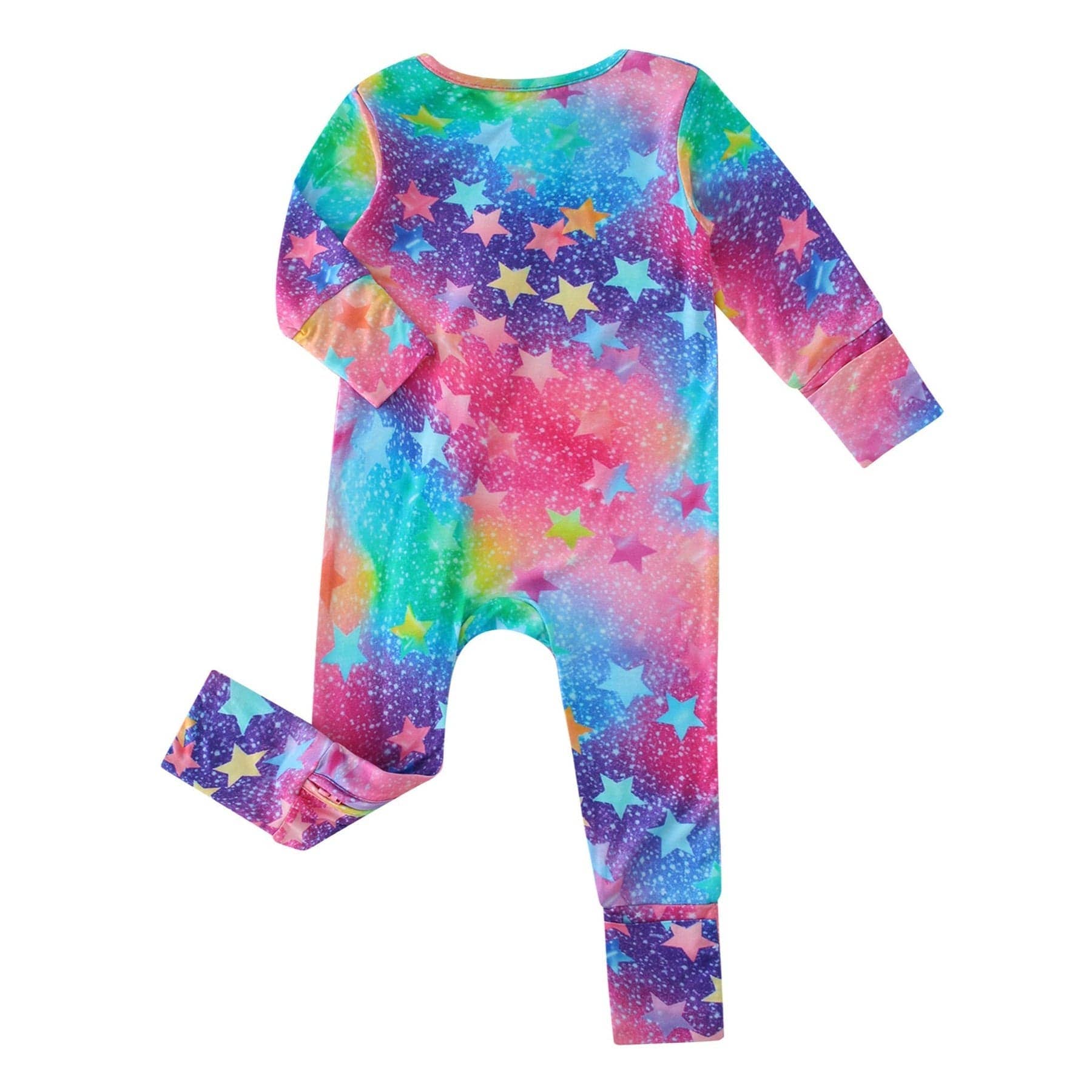 PoshTOT Colorful Stars Bamboo Baby Convertible Zippy Romper: Star / 3-6M