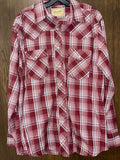 Men’s Wrangler Red Plaid Button Up Size Large