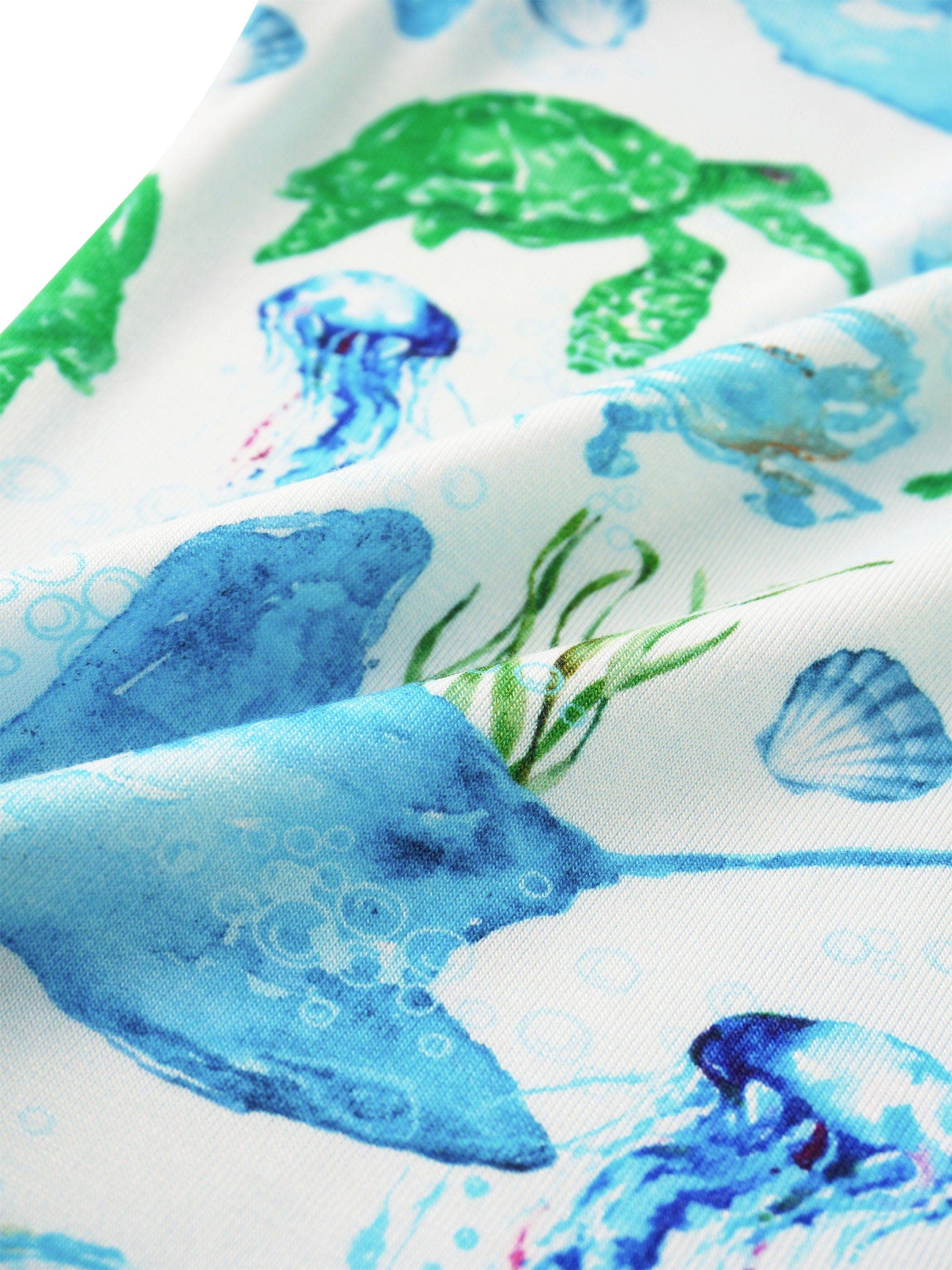 PoshTOT Sea Turtle Baby Convertible Zippy Romper: 9-12M