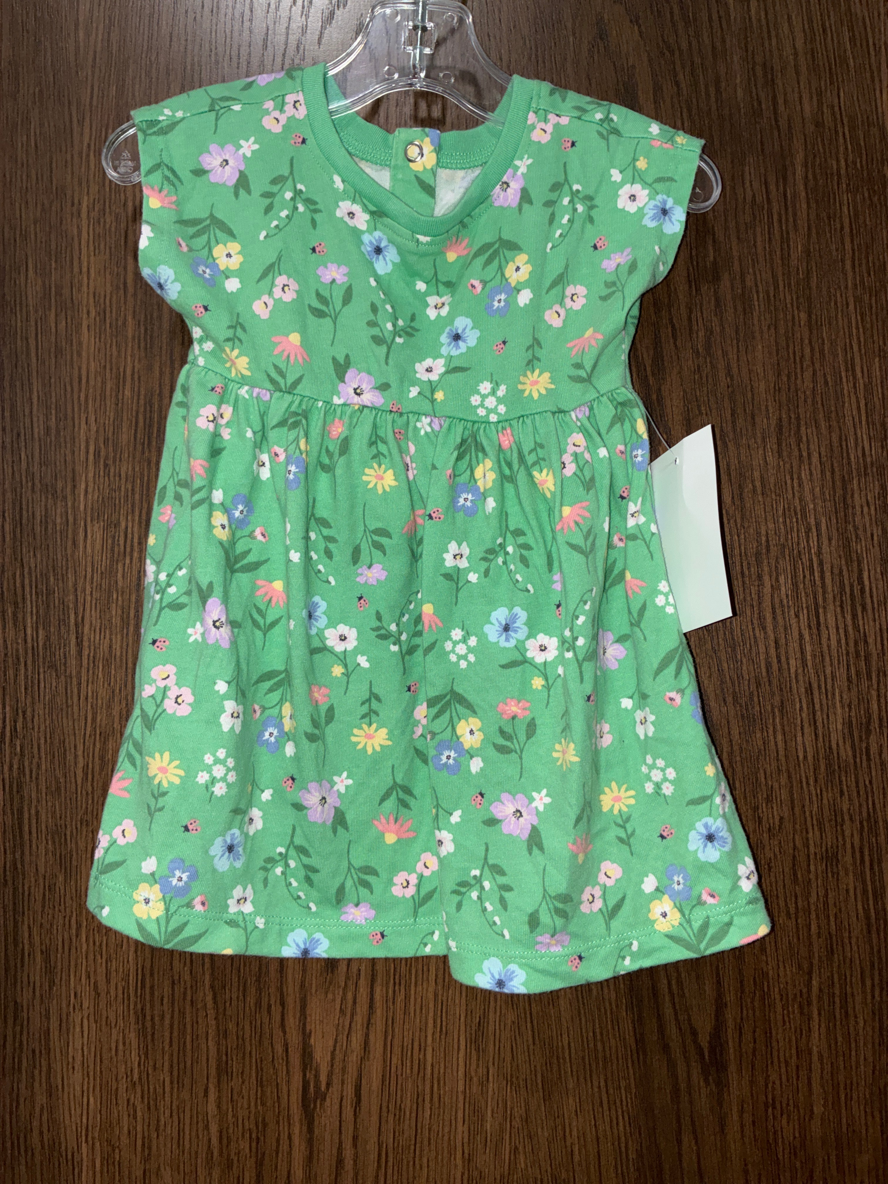 Girls green floral dress size 12M