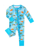 PoshTOT Sea Turtle Bamboo Baby Convertible Zippy Romper: 0-3M