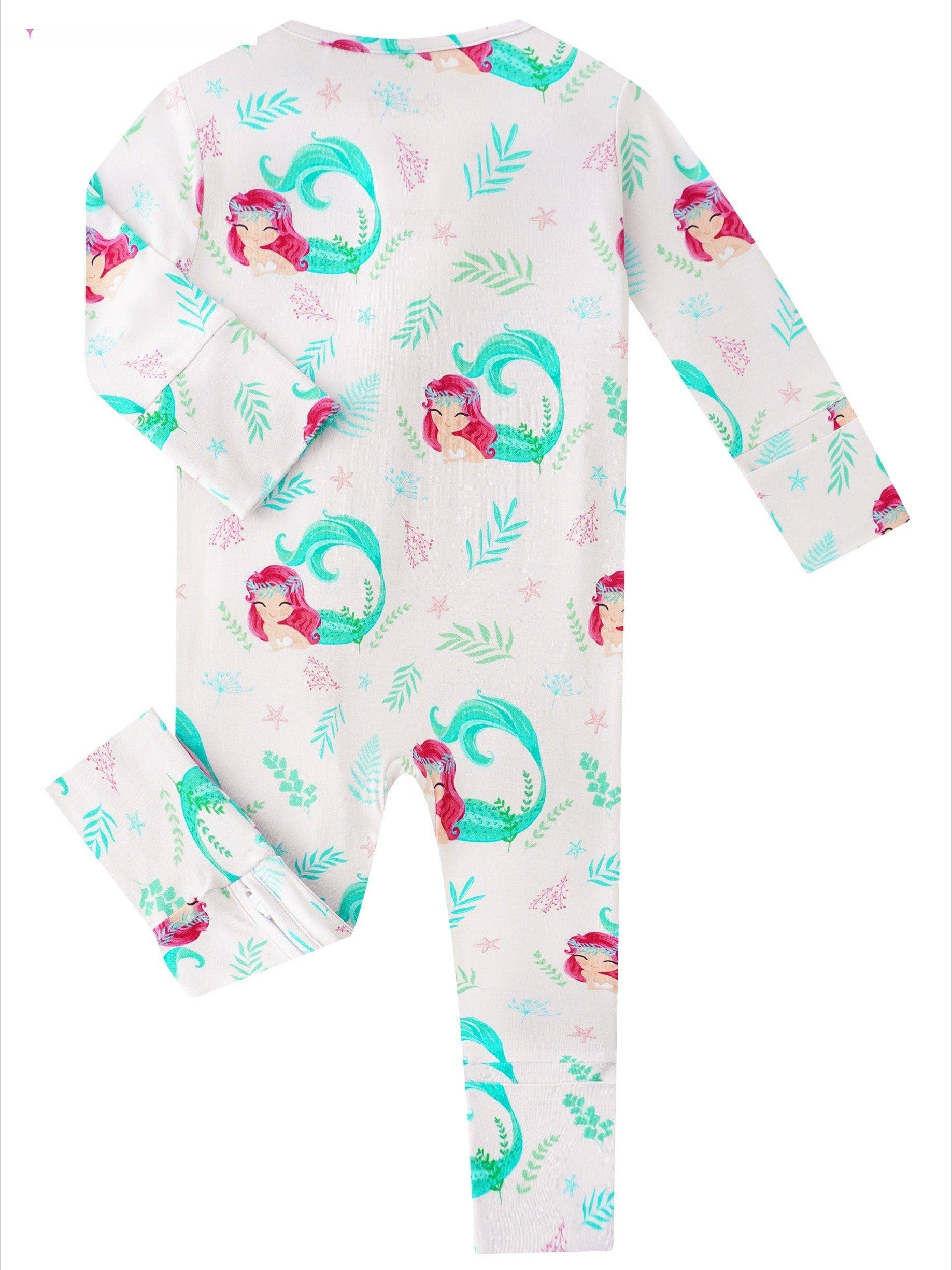 PoshTOT Mermaid Bamboo Baby Convertible Zippy Romper: 18-24M