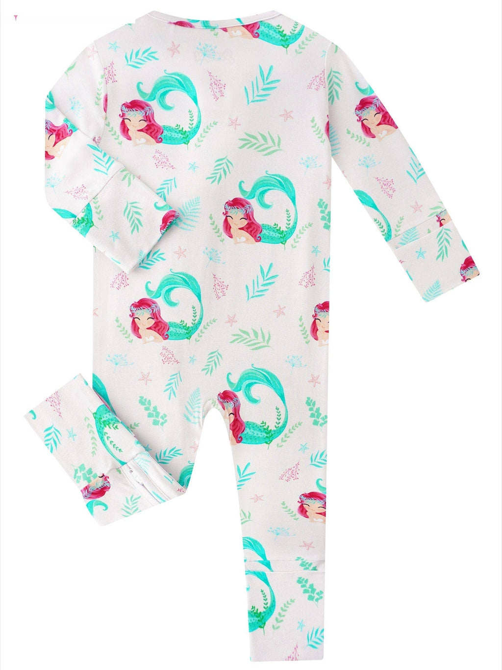 PoshTOT Mermaid Bamboo Baby Convertible Zippy Romper: 6-9M