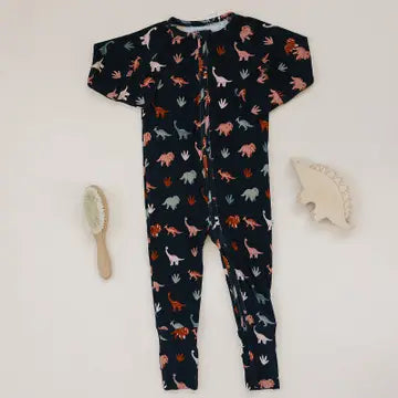Ava+Oliver Bamboo Dinosaurs Ribbed Convertible Zippy Romper 0-3mos NWT