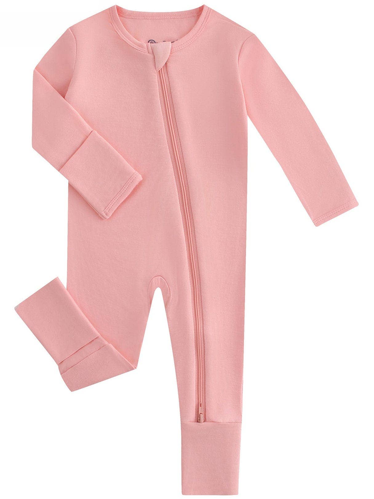 PoshTOT Peach Bamboo Baby Convertible Zippy Romper: 0-3M