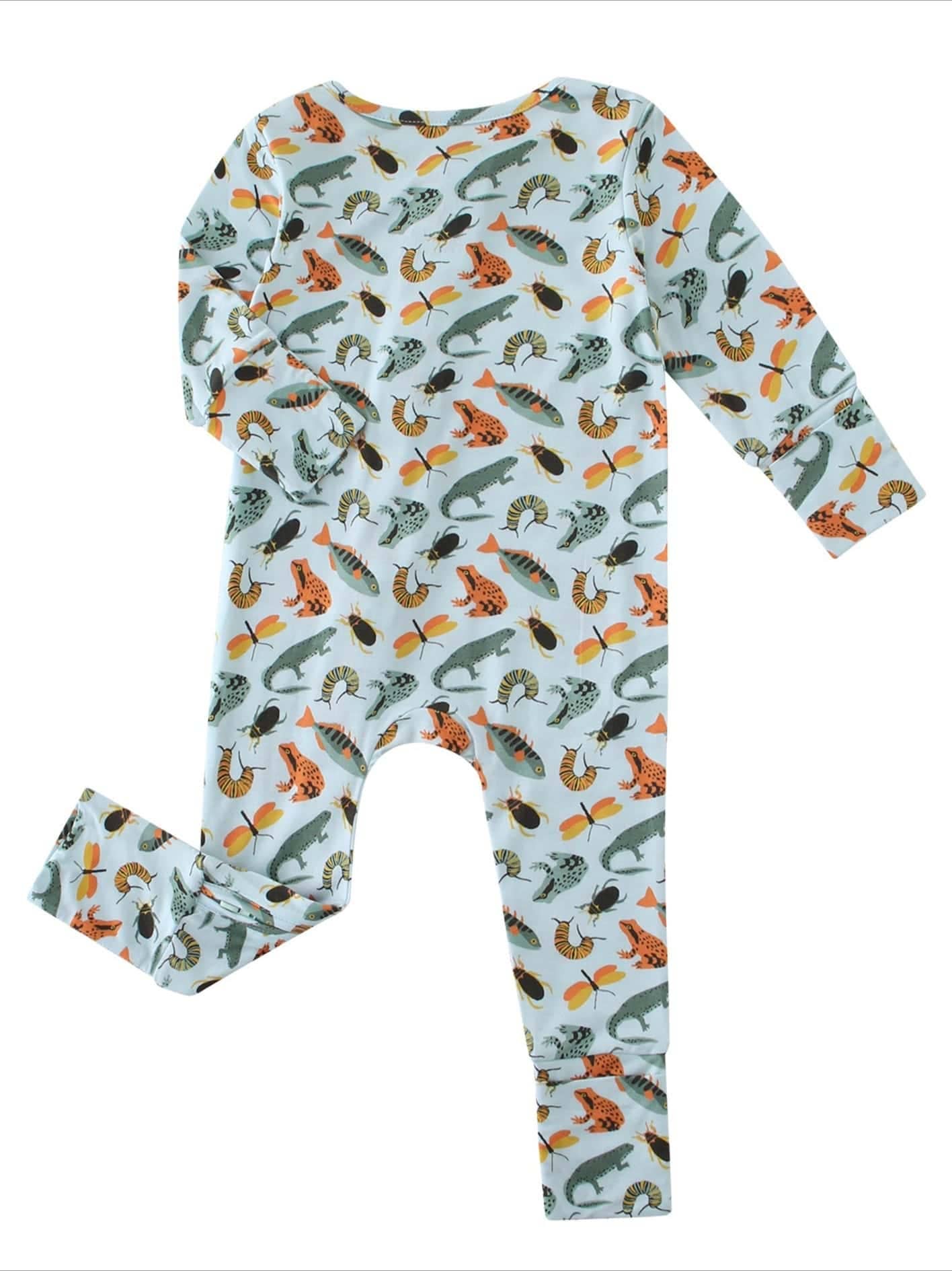 PoshTOT Lizards & Bugs Bamboo Baby Convertible Zippy Romper: 12-18M