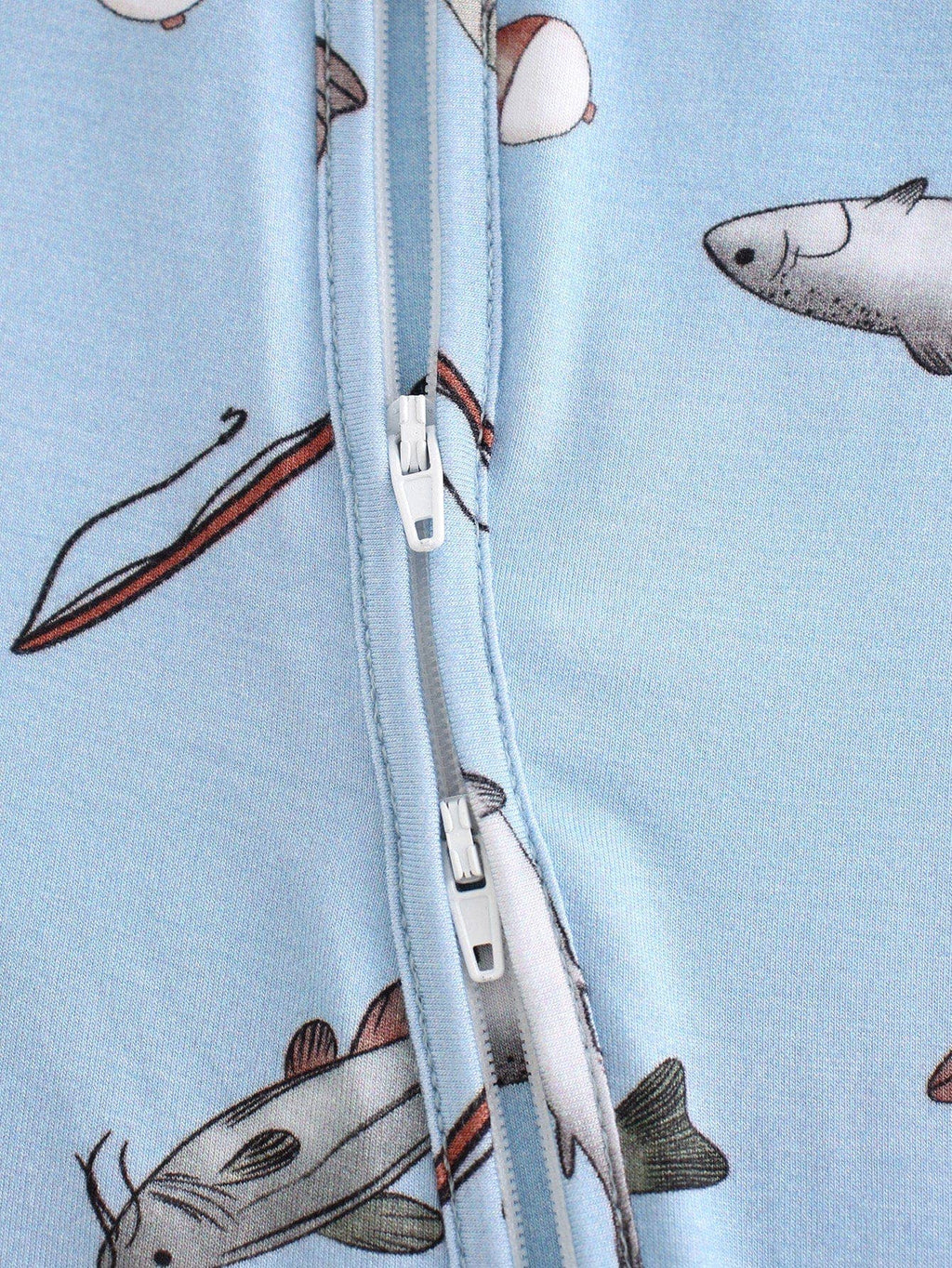 PoshTOT Blue Fish Bamboo Baby Convertible Zippy Romper: 2T