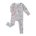 PoshTOT Spring Floral Bamboo Baby Convertible Zippy Romper: 0-3M