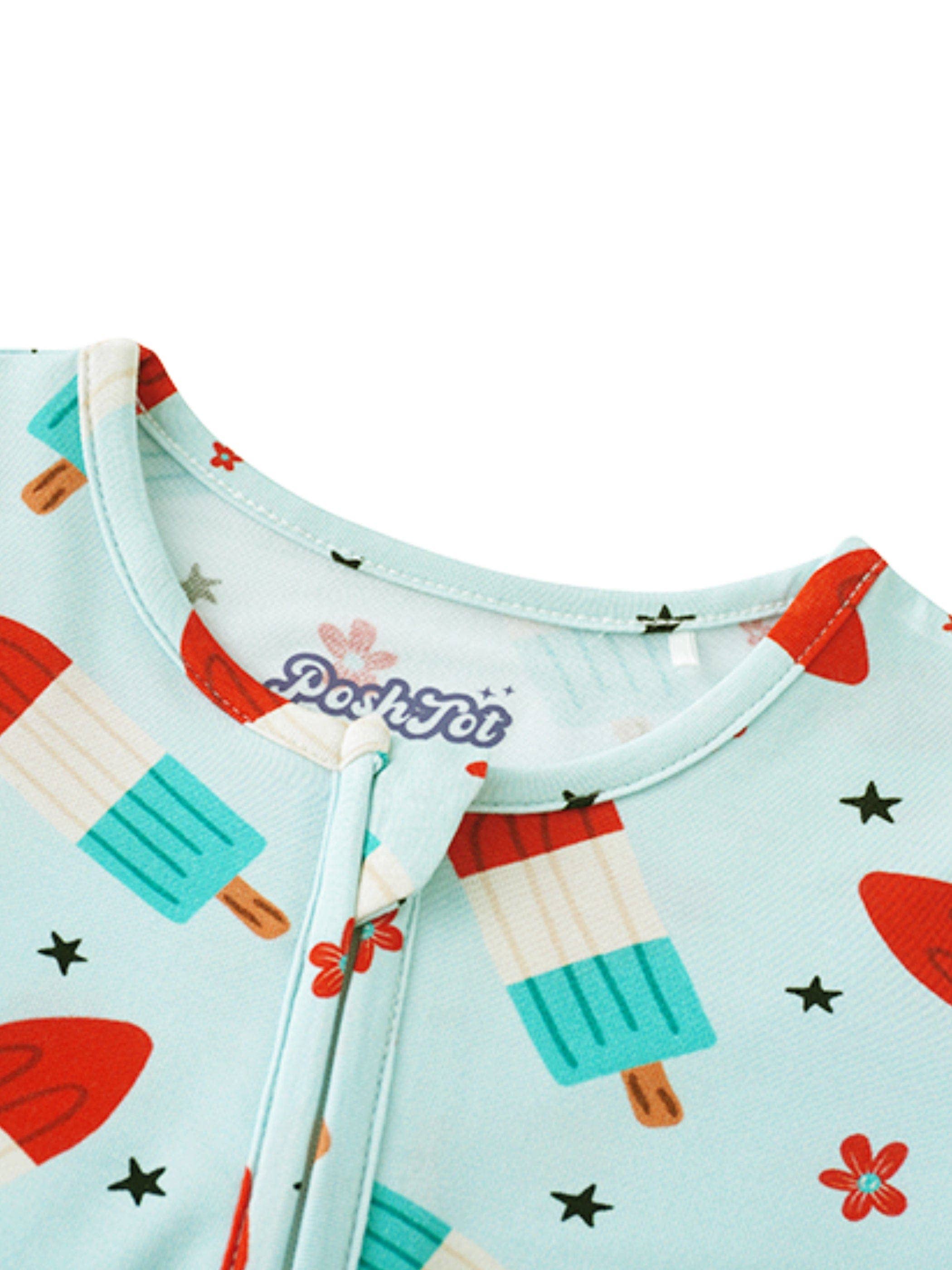 PoshTOT Bomb Pops Bamboo Baby Convertible Zippy Romper: 3-6M