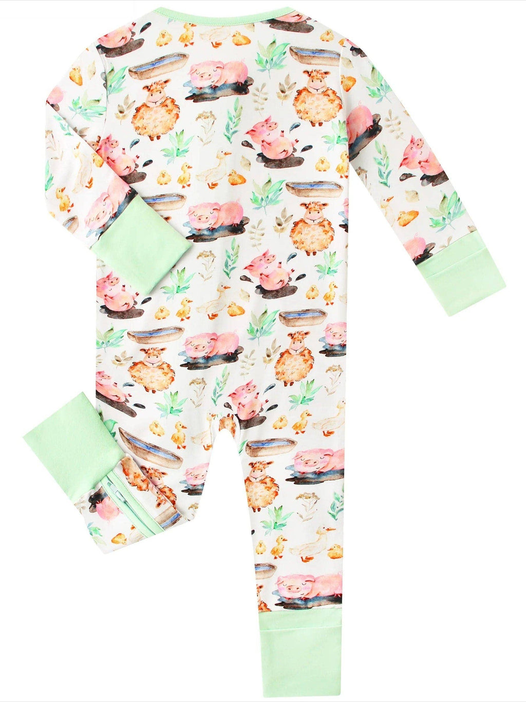 PoshTOT Little Yellow Sheep Bamboo Baby Convertible Zippy Romper: 0-3M