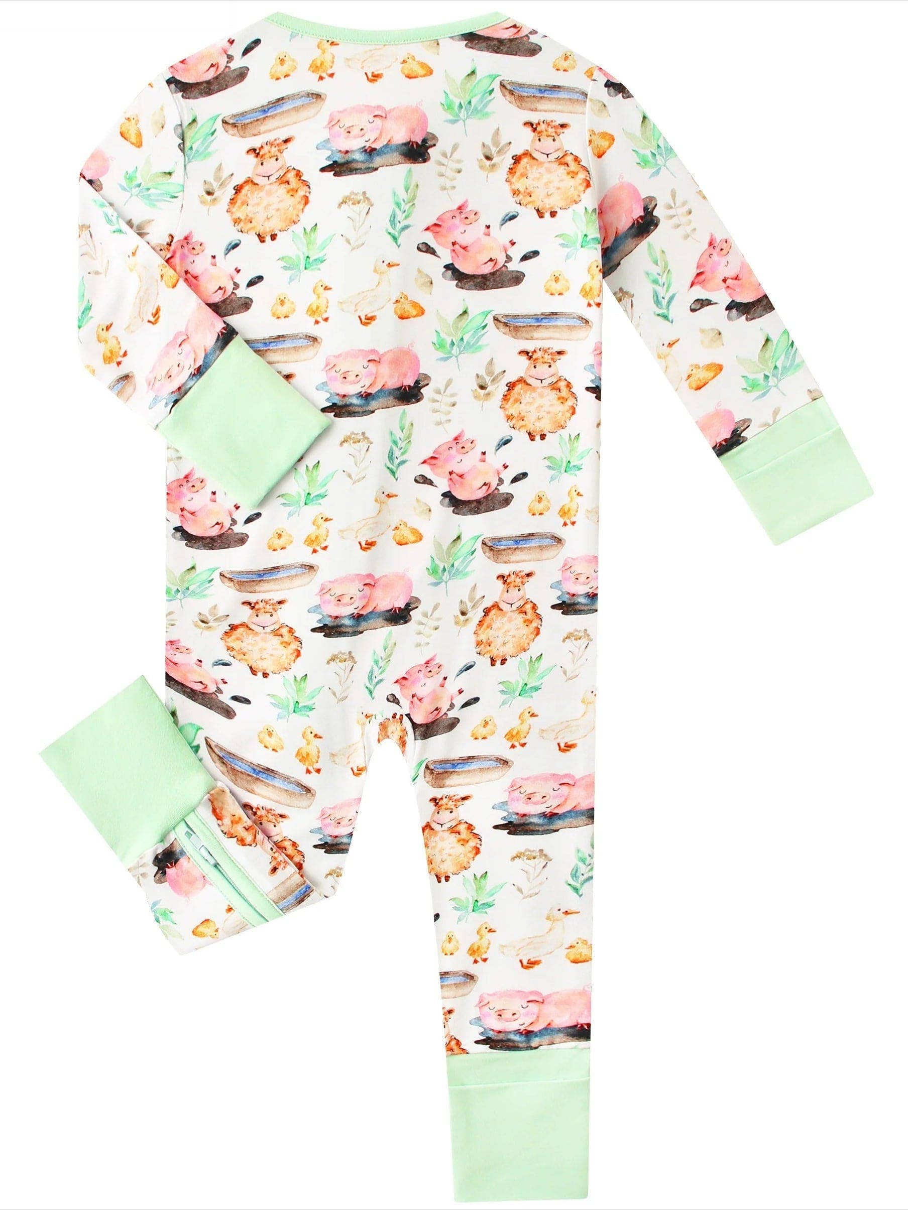 PoshTOT Little Yellow Sheep Bamboo Baby Convertible Zippy Romper: 6-12M