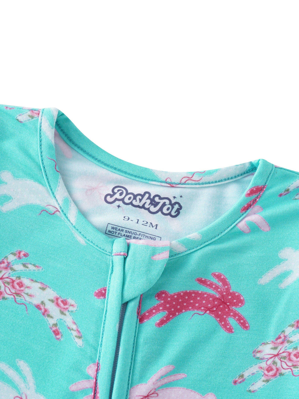 PoshTOT Little Flower Rabbit Bamboo Baby Convertible Zippy Romper: 12-18M