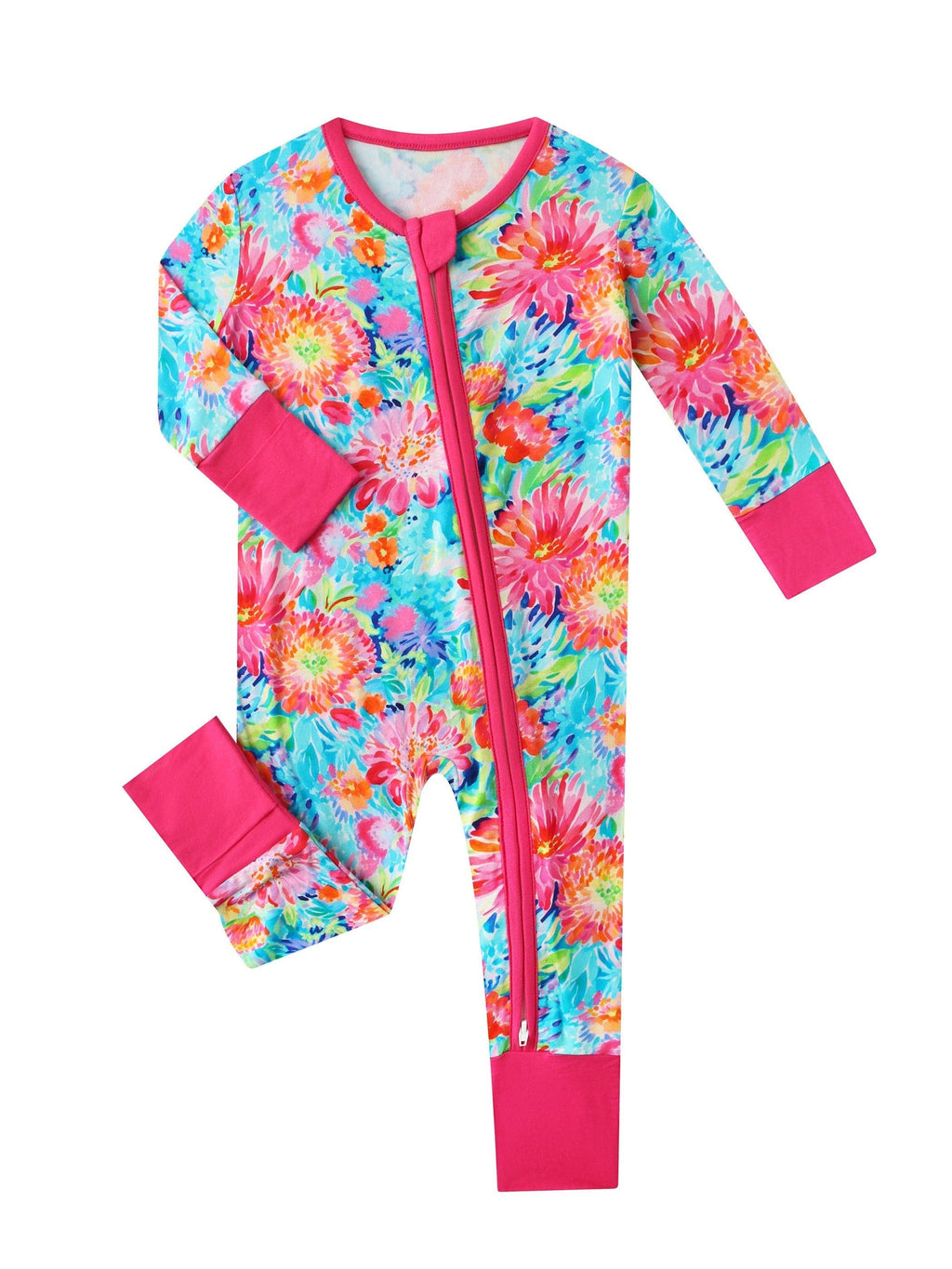 PoshTOT Chrysanthemum Bamboo Baby Convertible Zippy Romper: 6-12M