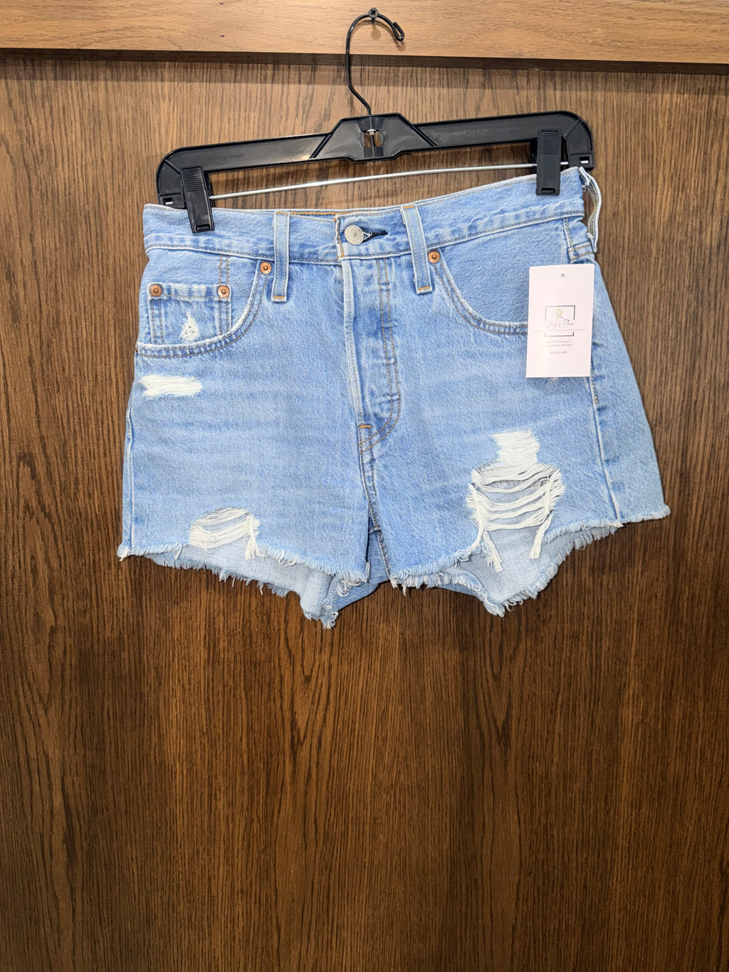 Women’s Levi’s 501 Button Fly Distressed Jean Shorts Size 25