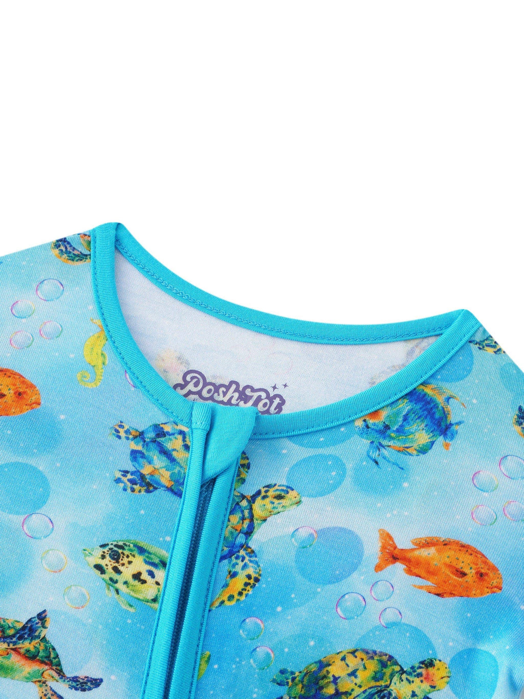 PoshTOT Sea Turtle Bamboo Baby Convertible Zippy Romper: 18-24M