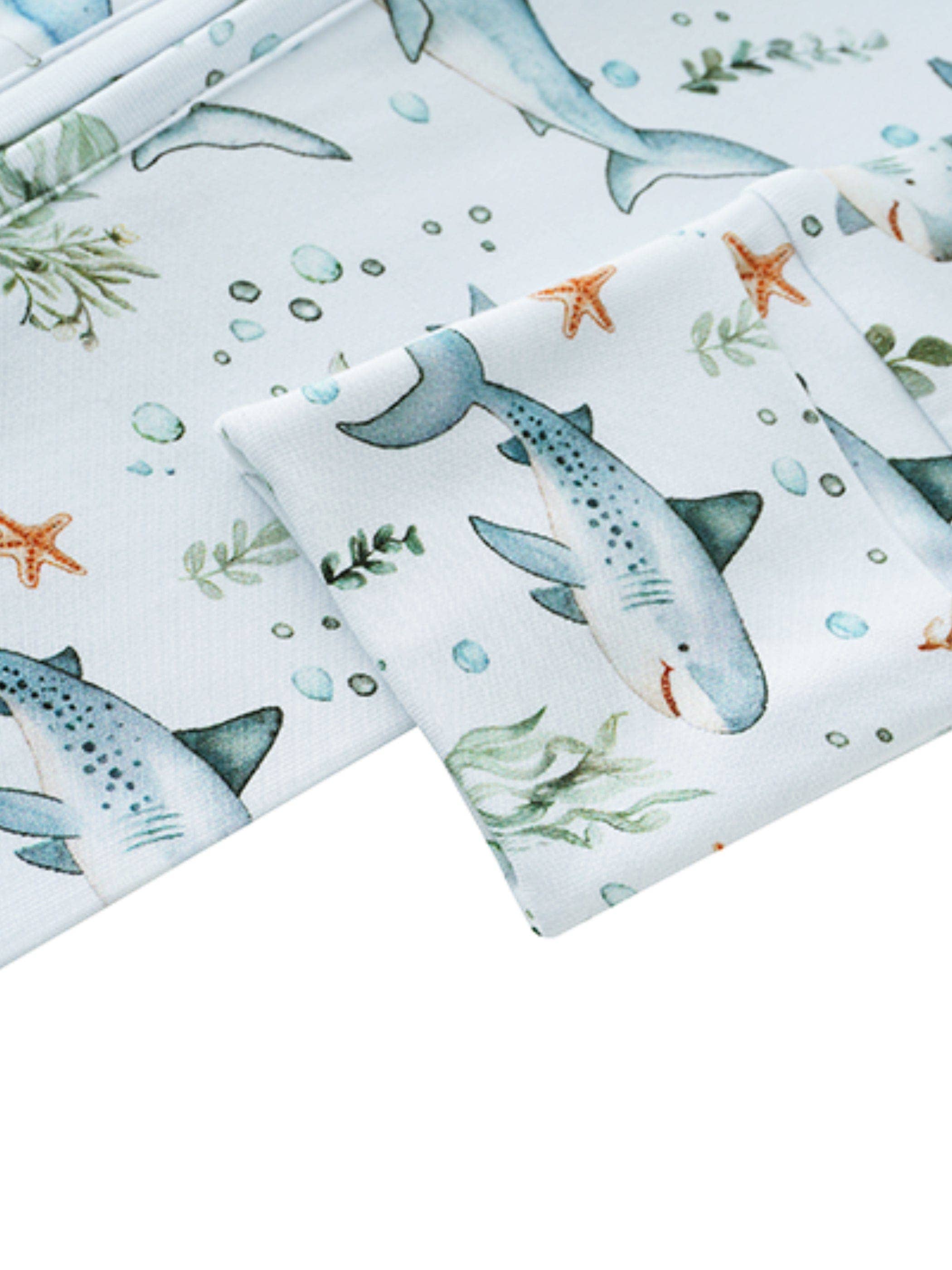 PoshTOT Shark Bamboo Baby Convertible Zippy Romper: 12-18M