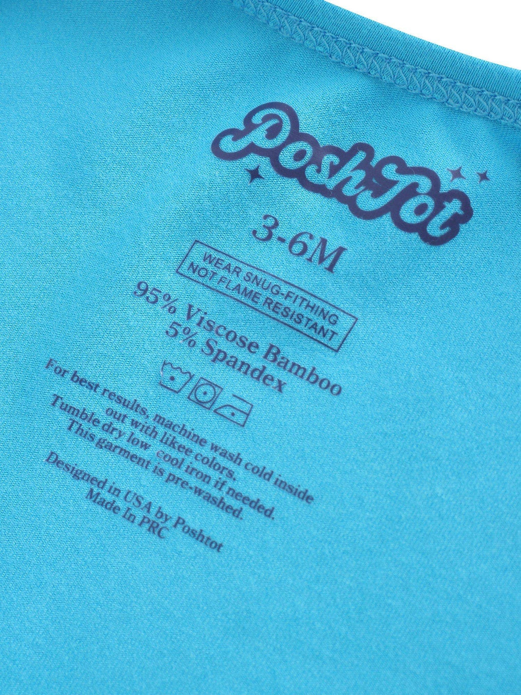 PoshTOT Blue Bamboo Baby Convertible Zippy Romper: 3-6M