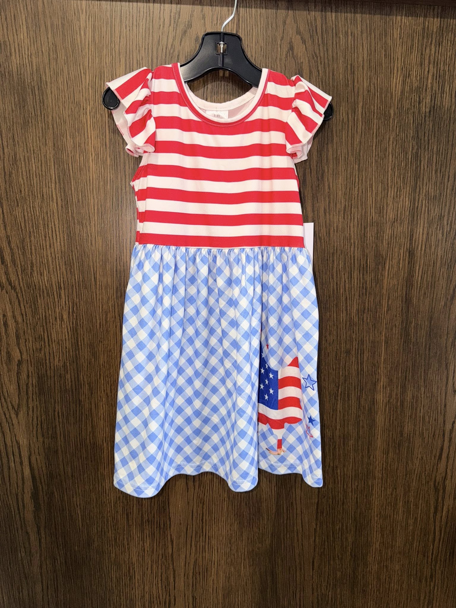 Stars, Stripes, & Checkers 4th of July Dress Size 3/4