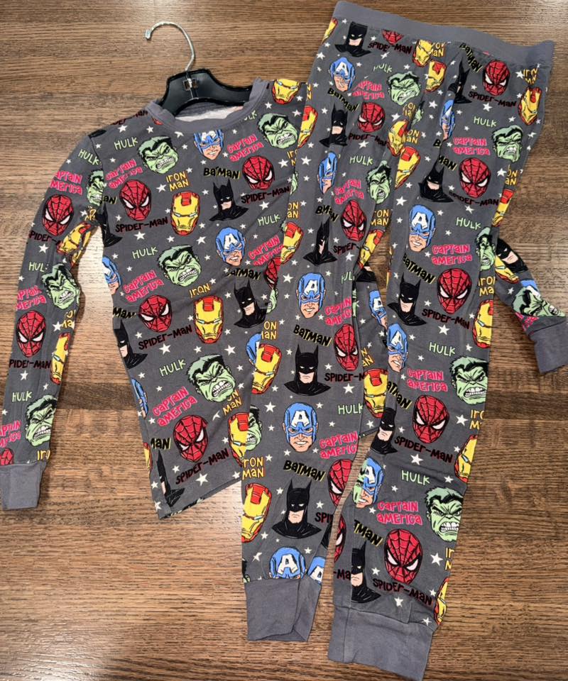 Ceddy & Ria Boys Bamboo Pajamas Batman, Spiderman, Iron Man Size 7/8
