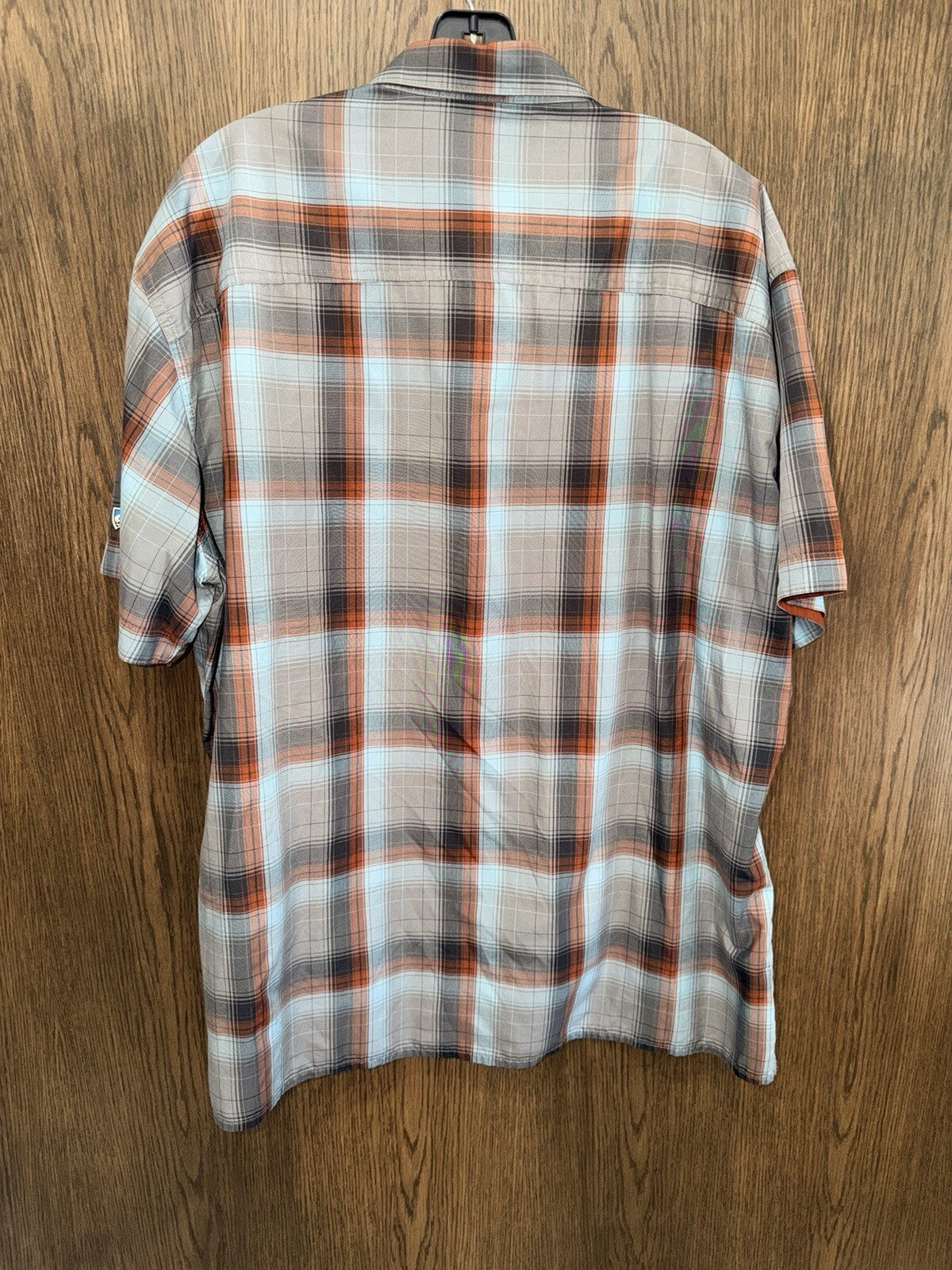 Kuhl Men's Response Short-Sleeve Plaid Button-Up Shirt in Orange and Gray XXL