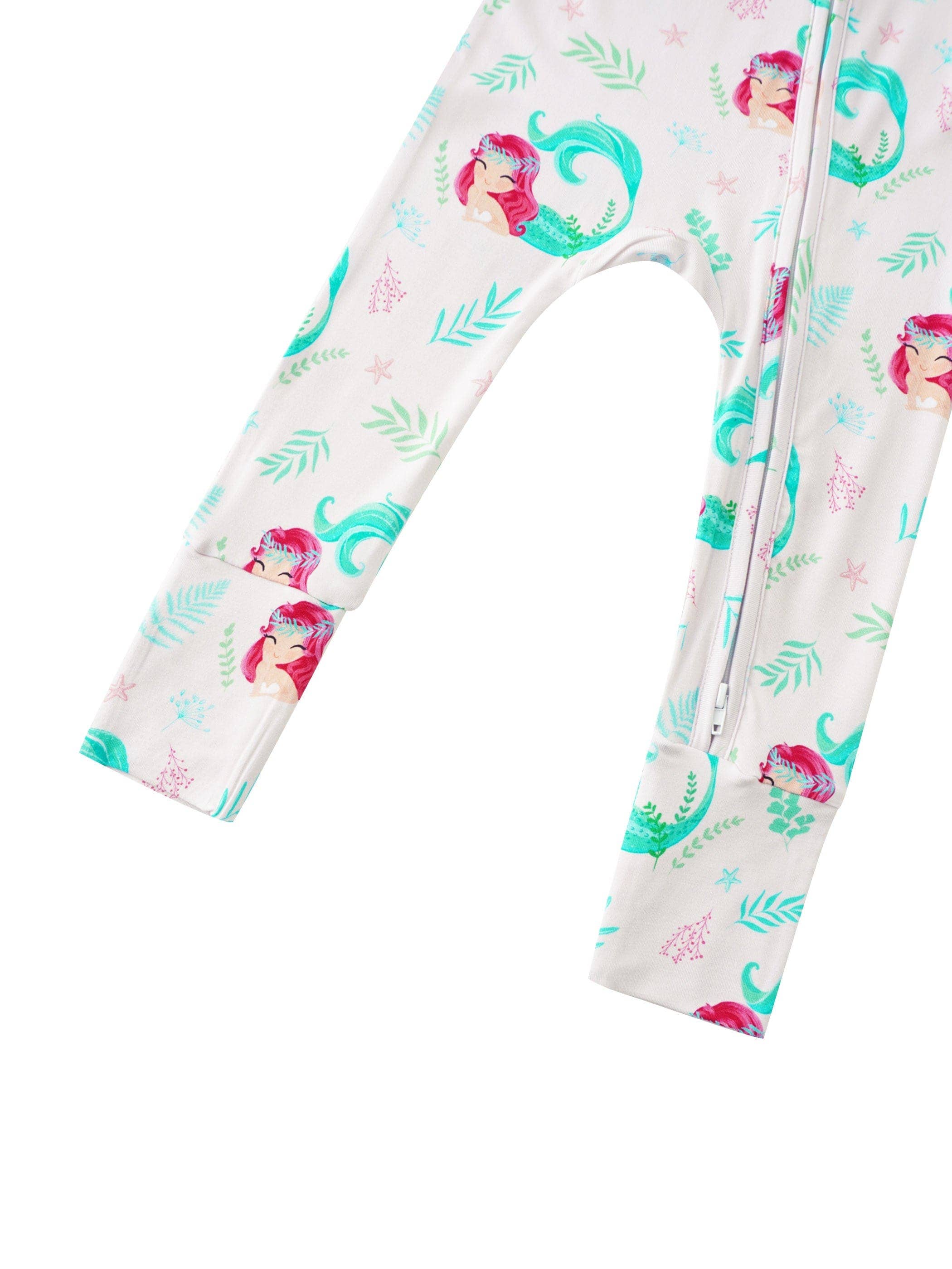 PoshTOT Mermaid Bamboo Baby Convertible Zippy Romper: 9-12M