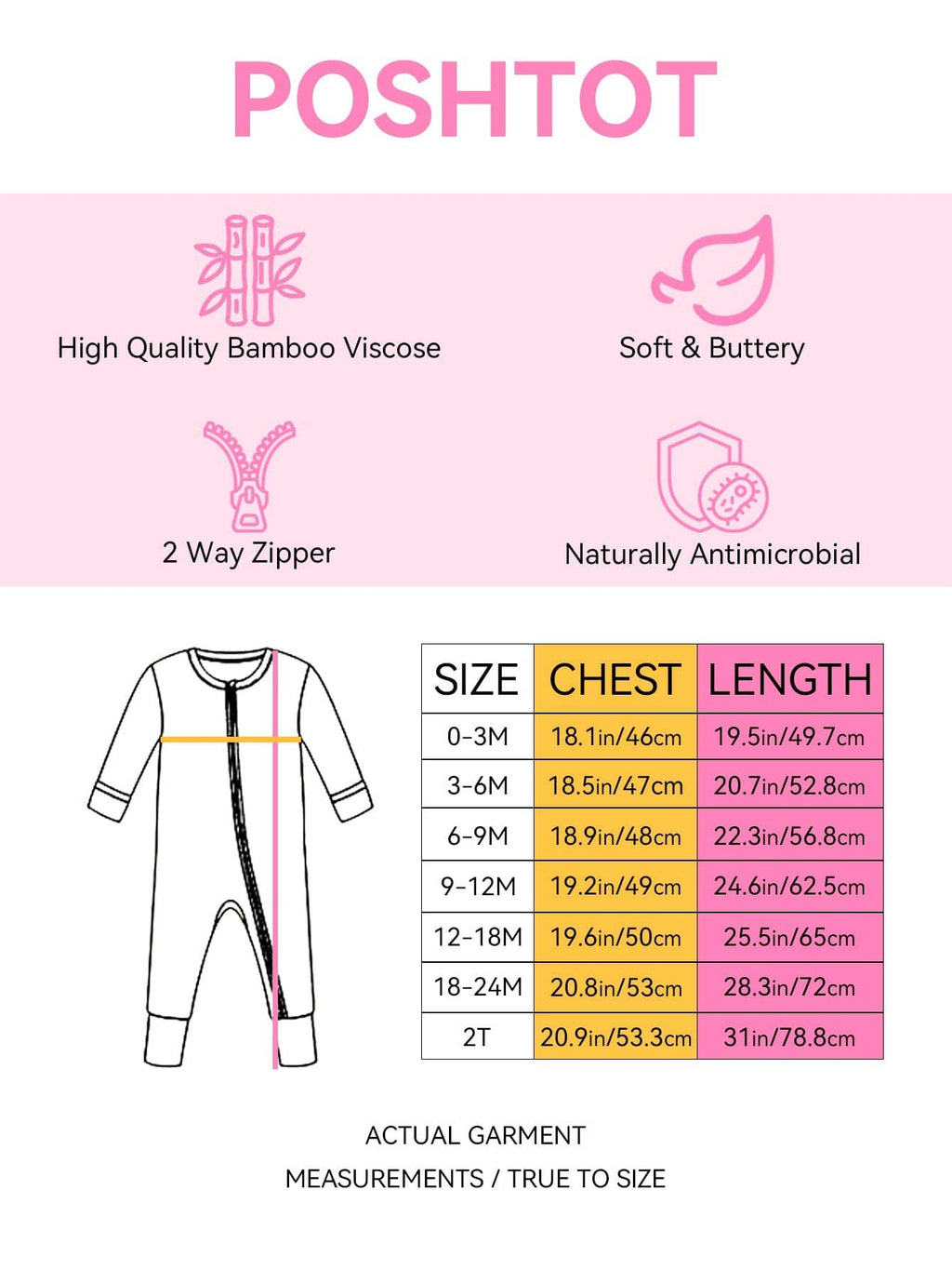 PoshTOT Little Yellow Sheep Bamboo Baby Convertible Zippy Romper: 18-24M