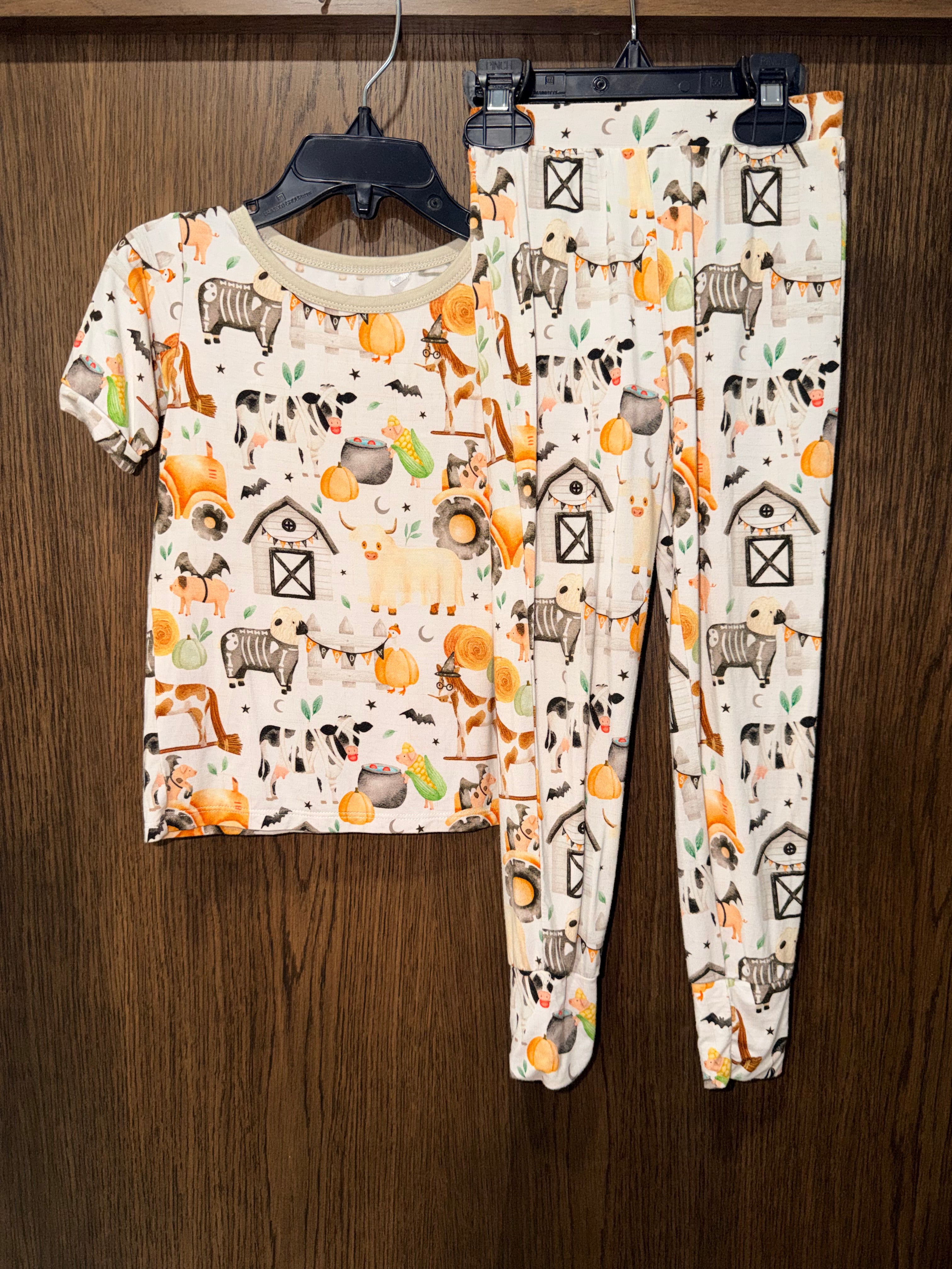Little Snuggles Boo on the Farm Bamboo Pajama Set 3T GUC