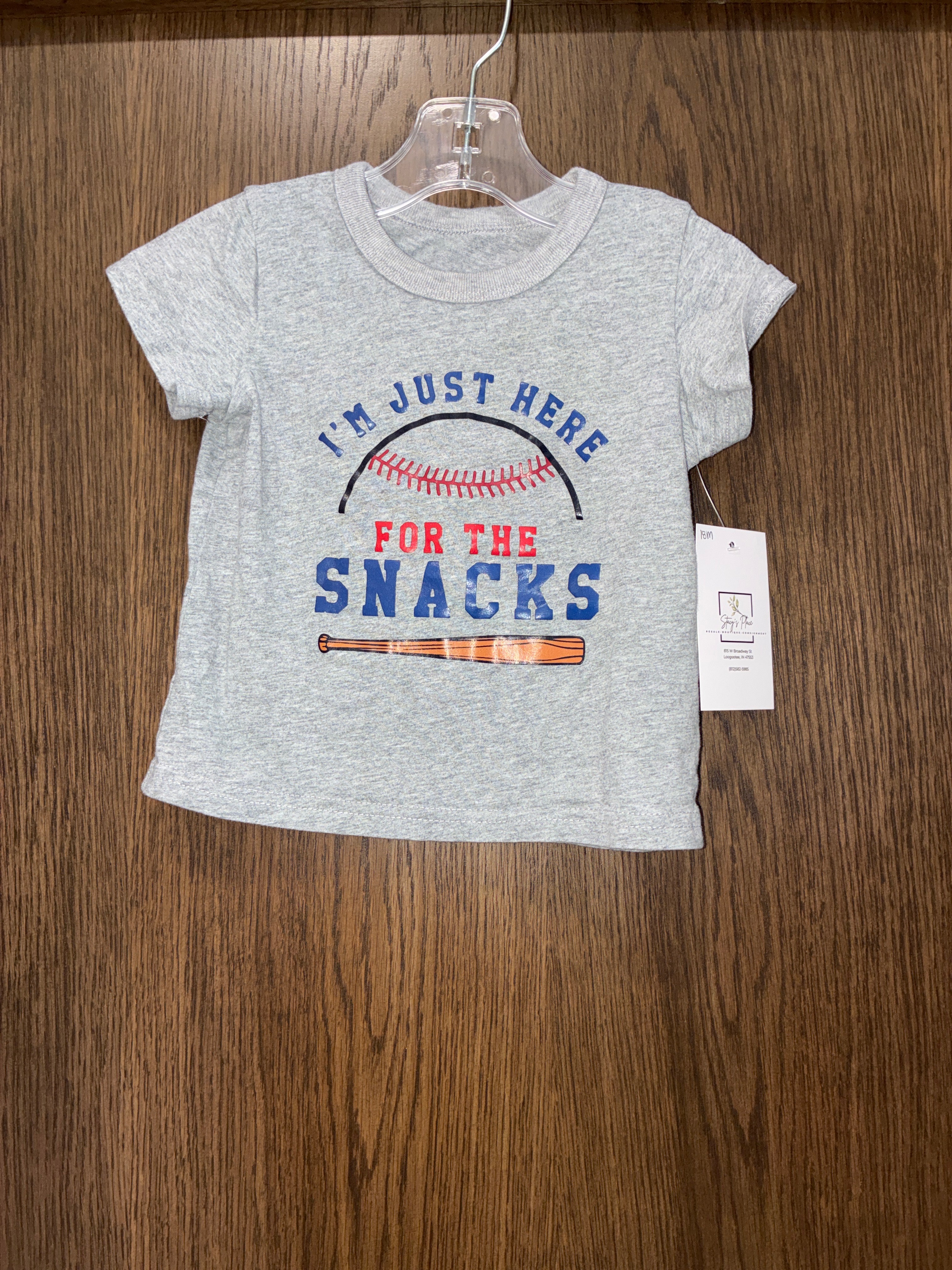 Boys I’m just here for the snacks short sleeve size 18M