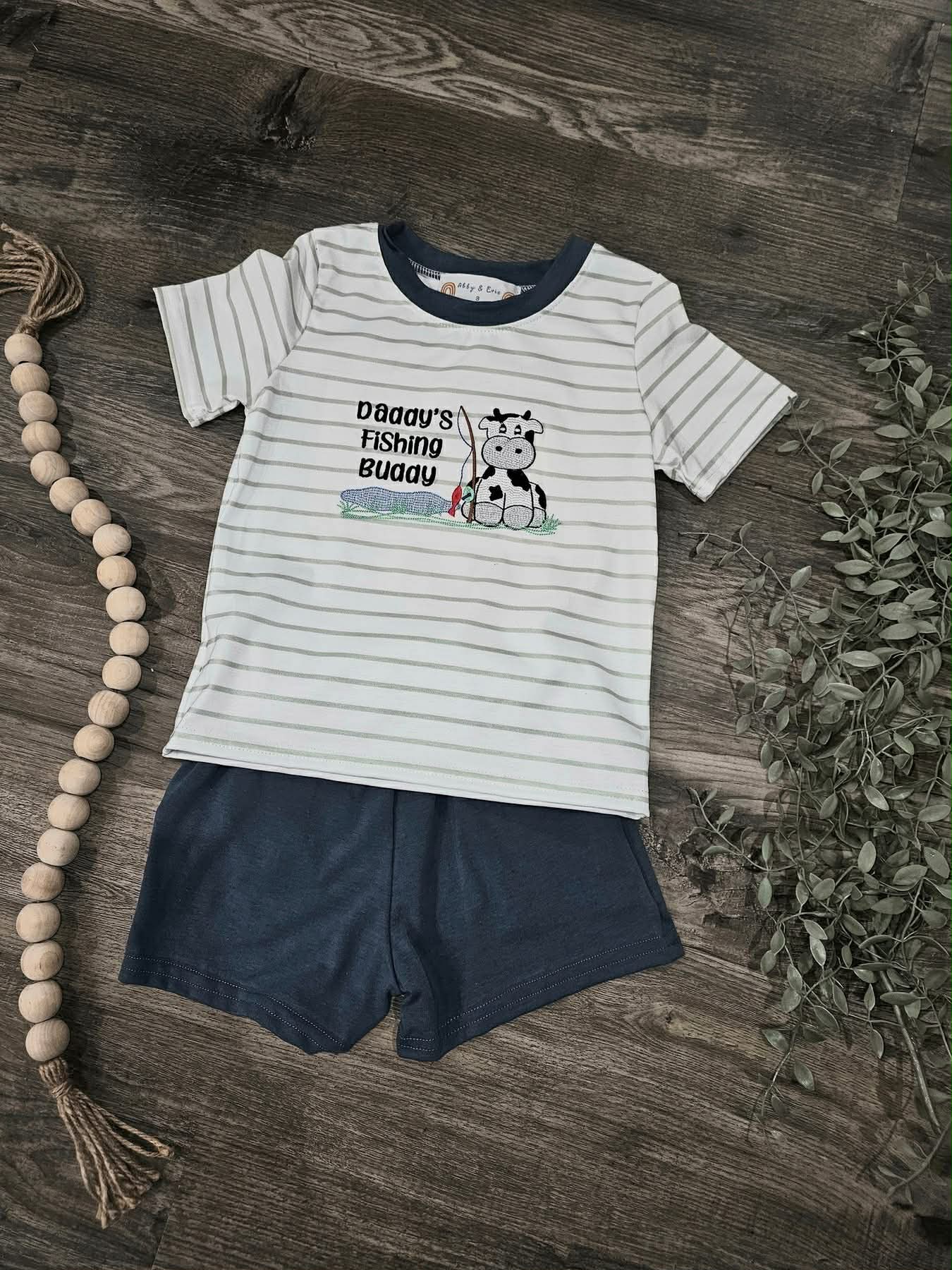 Abby & Evie Boys Daddy's Fishing Buddy 2pc Set  Size 4 NWT