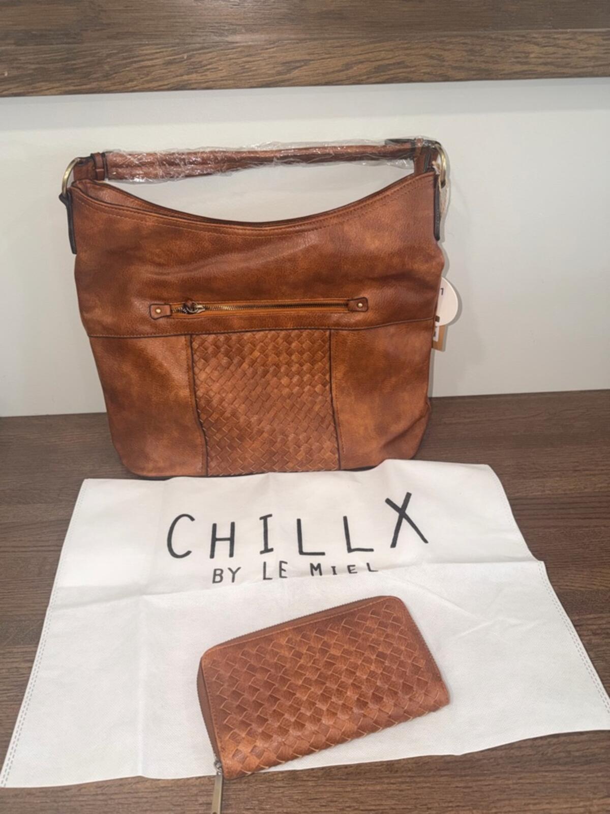 Chilly by Le Miel Megan 2in1 Faux Leather Hobo Shoulder Handbag NWT