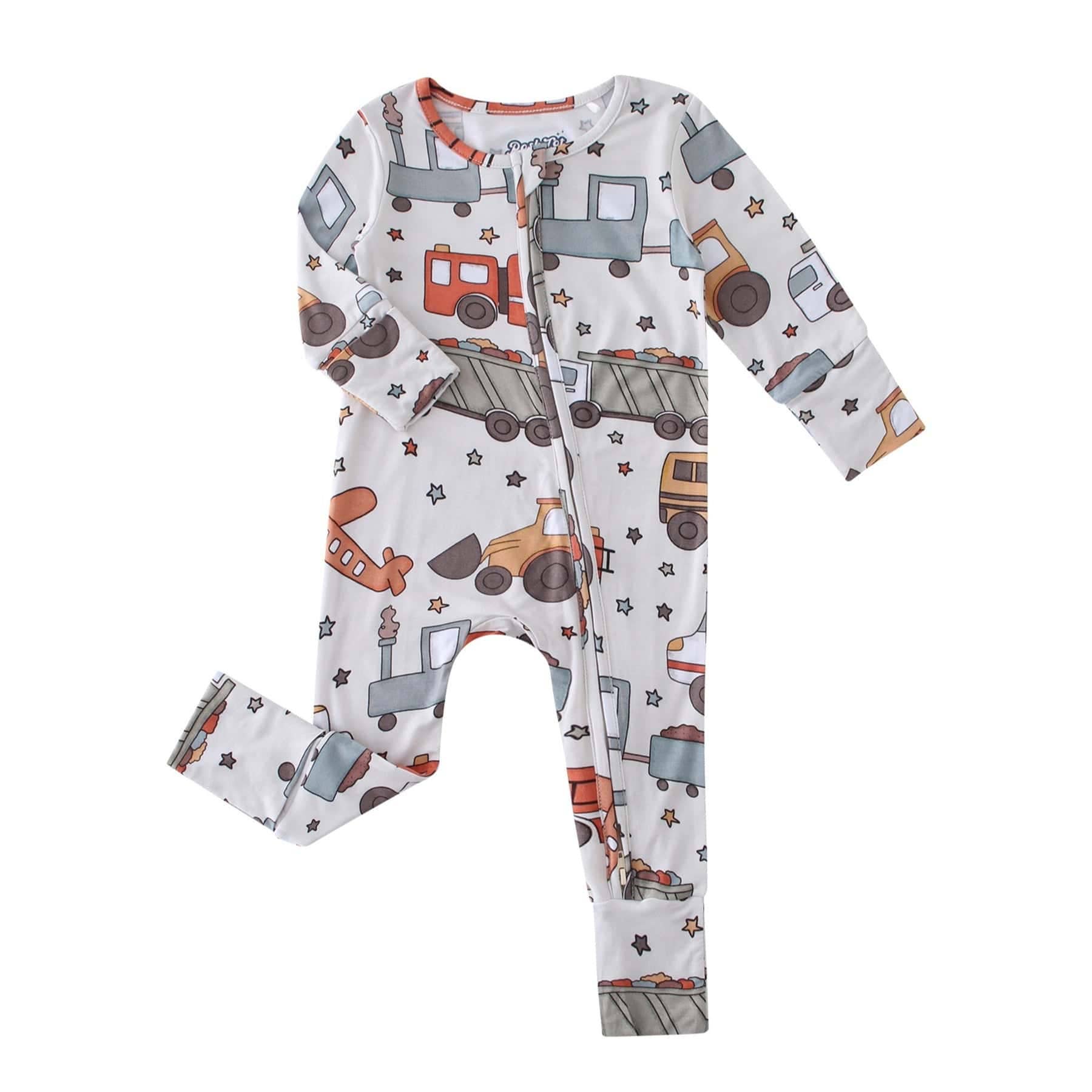PoshTOT Vehicles Bamboo Baby Convertible Zippy Romper: 0-3M