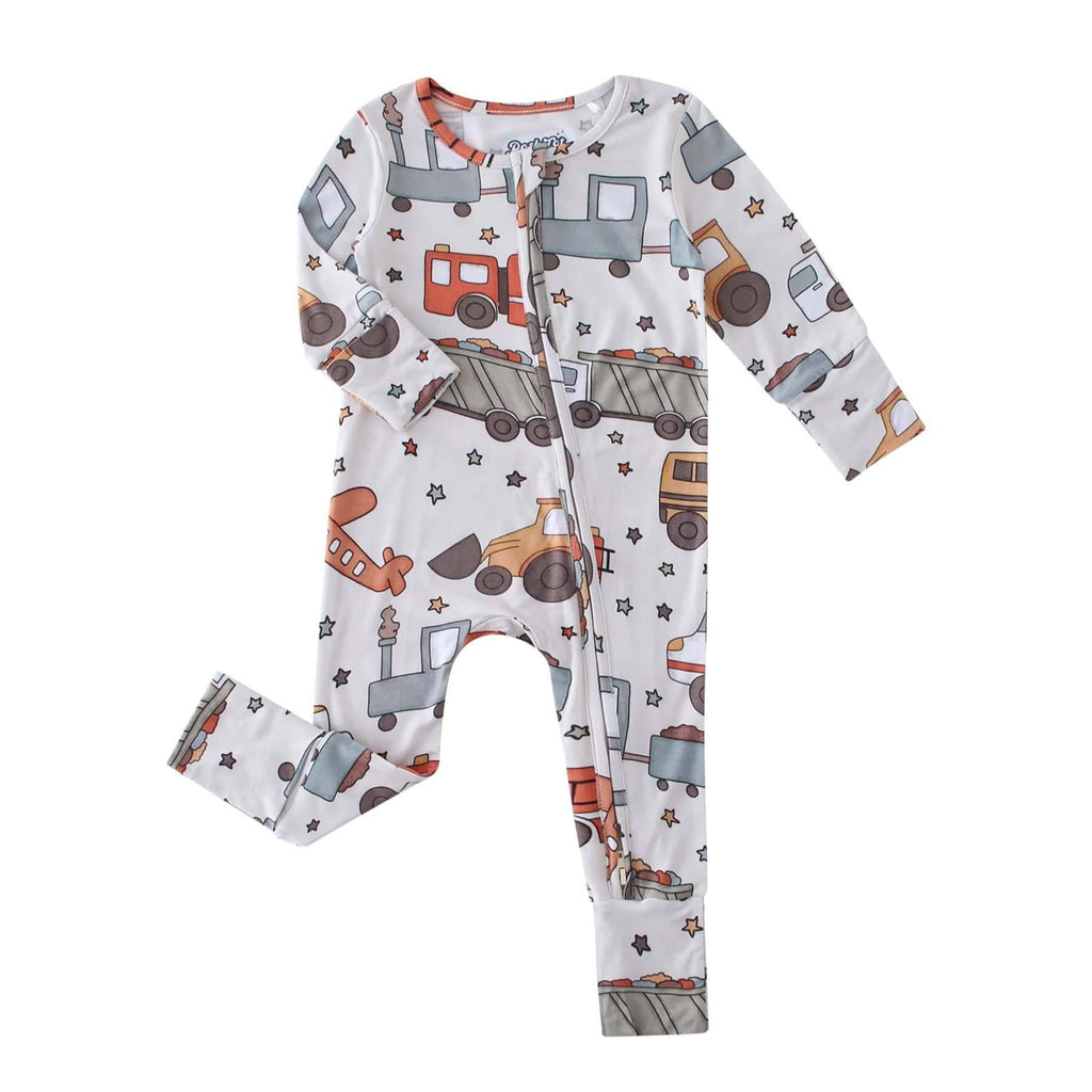 PoshTOT Vehicles Bamboo Baby Convertible Zippy Romper: 9-12M
